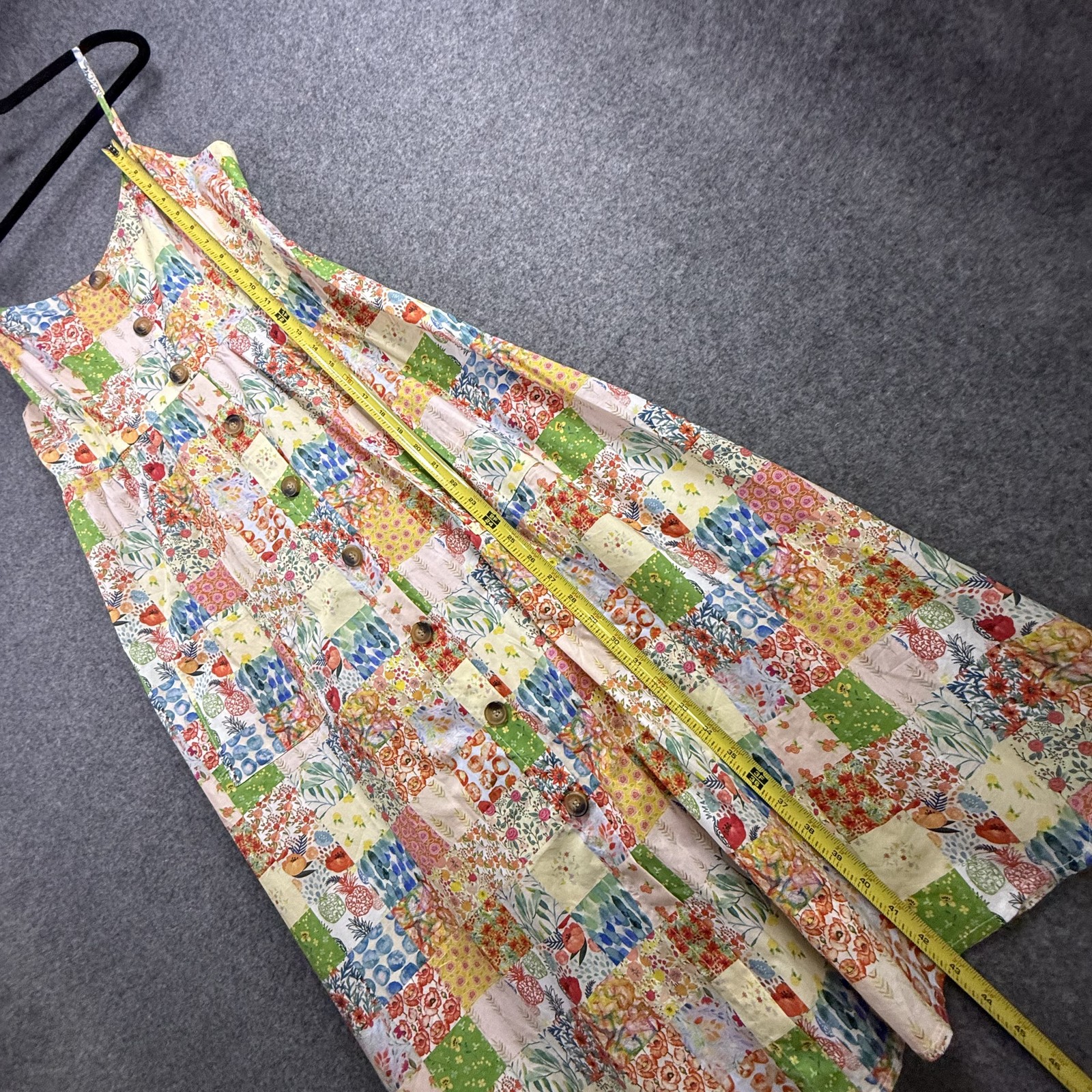 LA SOUL Women’s XL Patchwork Floral Button Front Cami Sundress Midi A-Line