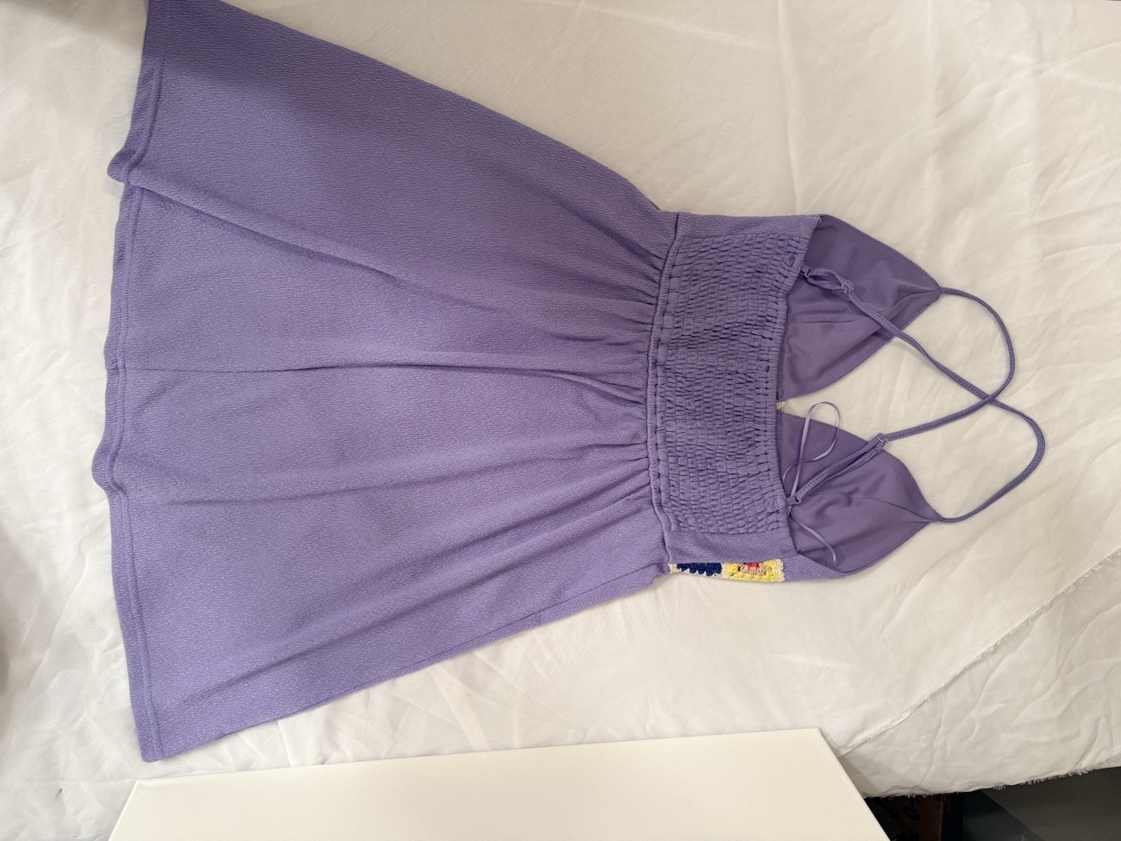 SHOWPO Purple Solid V-Neck Sleeveless Crochet Waist Mini Sundress Size S