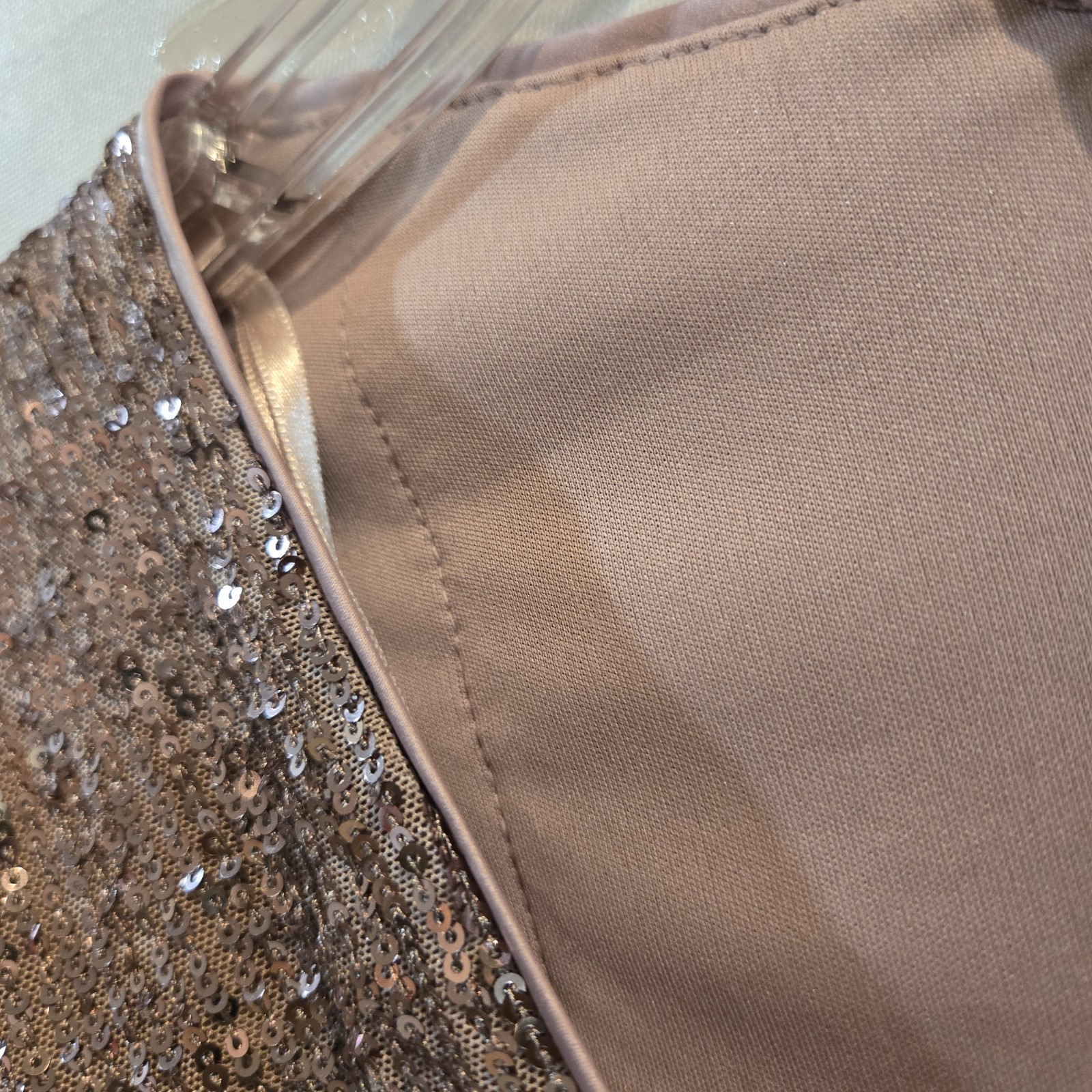 Eliza J Cocktail Sequin Mini Dress~ Rose Gold V-Neck Sheath/Balloon Sleeves NEW