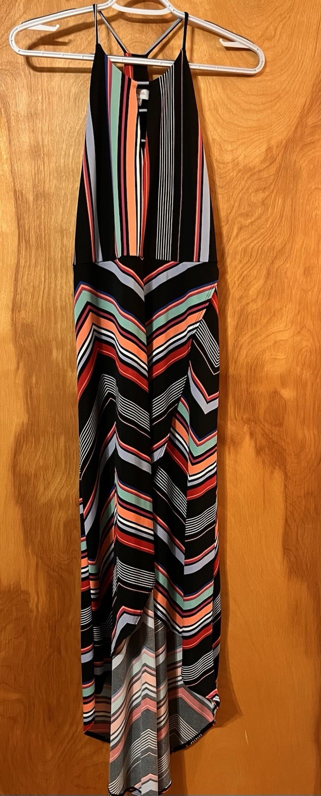 Candie’s Halter Top High-Low Maxi Dress w/Multi-Color Chevron Design Size Medium
