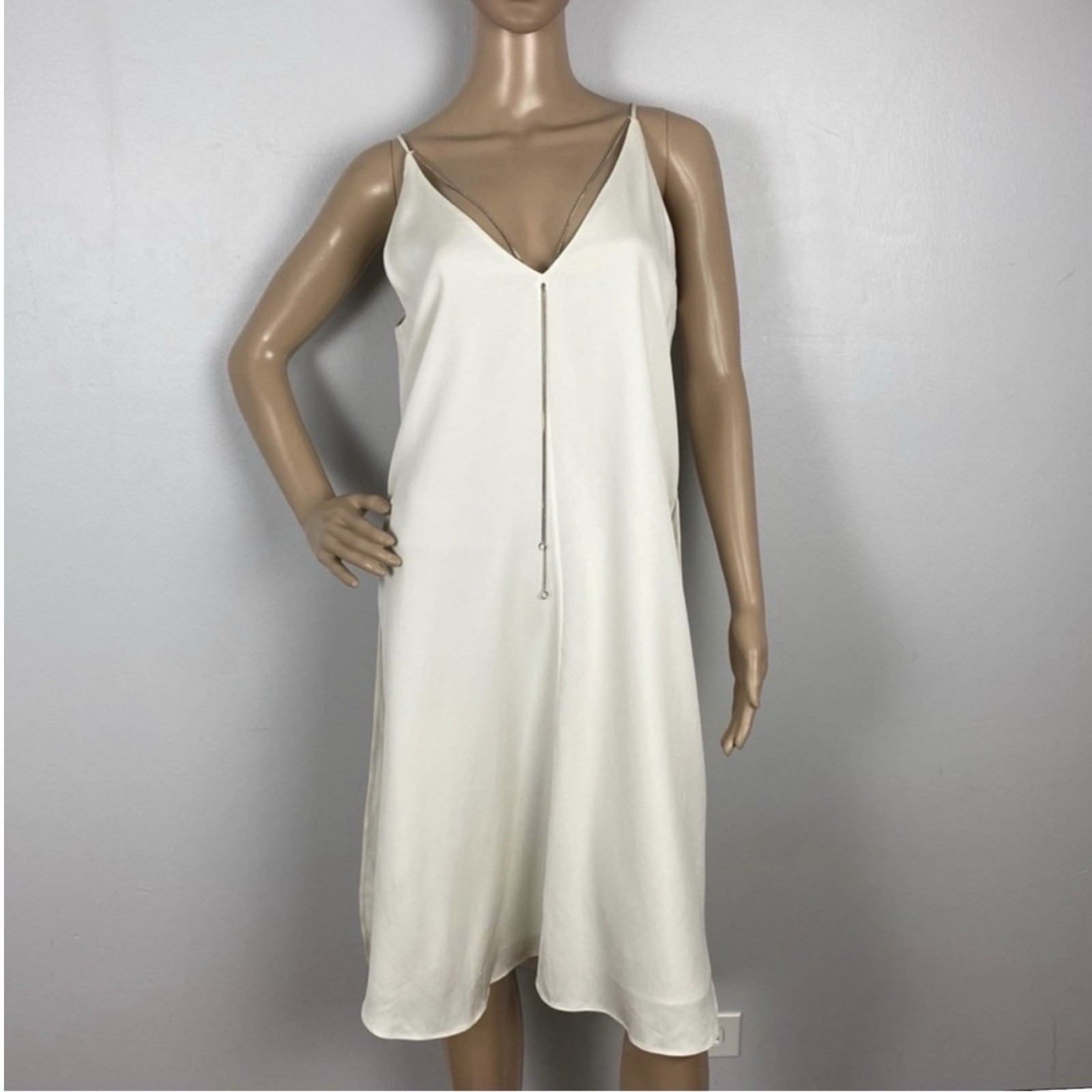 $495 NEW T BY ALEXANDER WANG IVORY CHAIN DETAIL DRESS 6