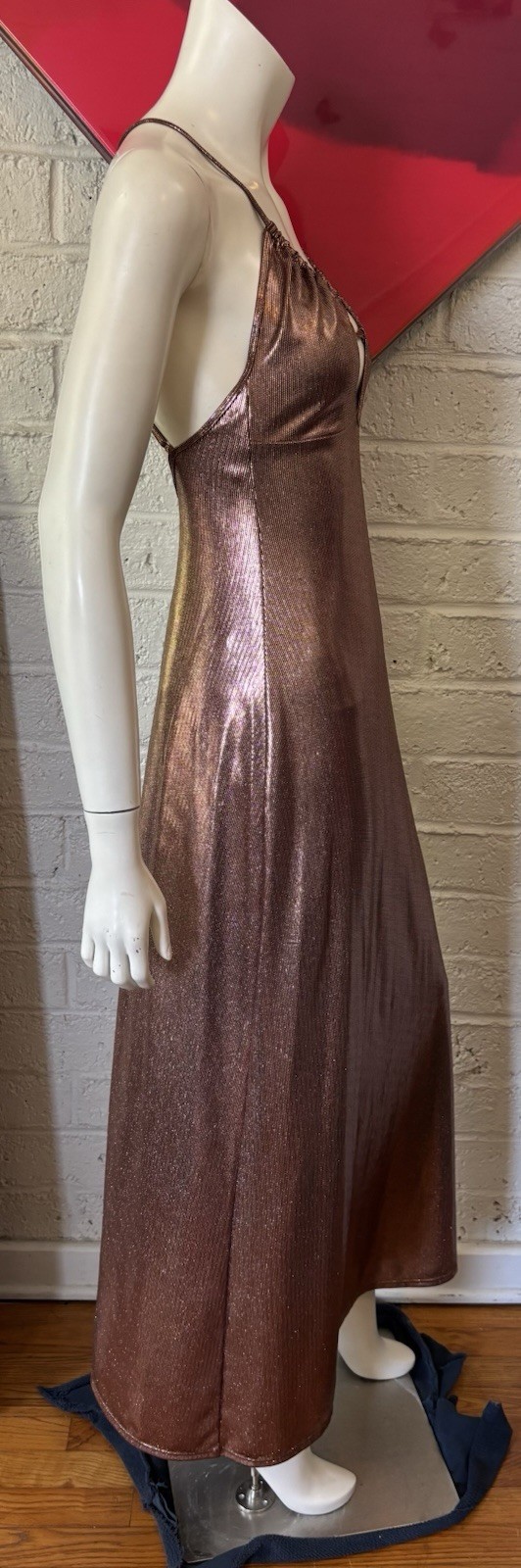 Savage X Fenty Bronze CHAIN REACTION MAXI SLIP Dress Sz M $109 Chainmail Look