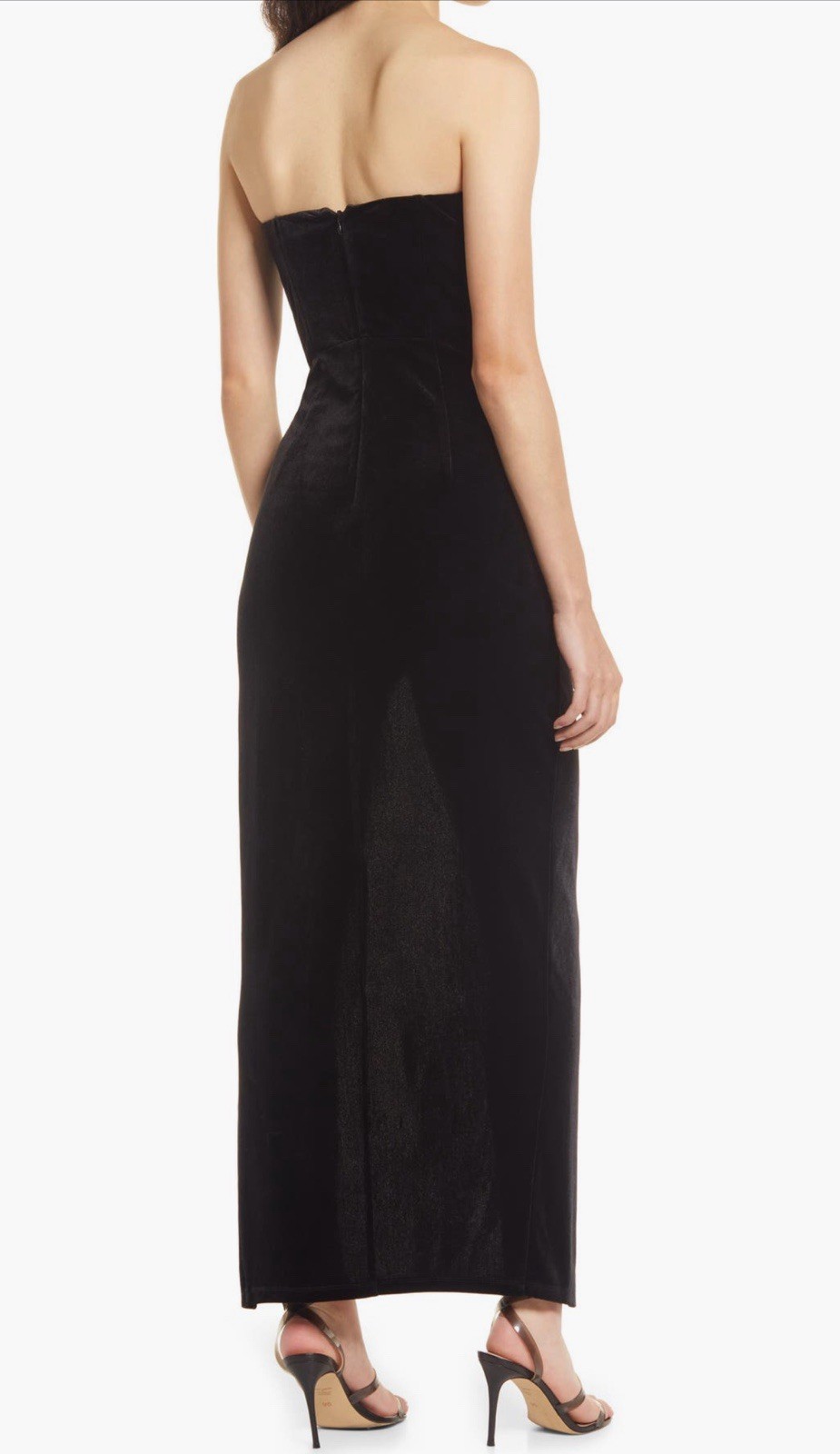 Lulus My Dream Come True Black Velvet Strapless Maxi Evening Dress, Size S