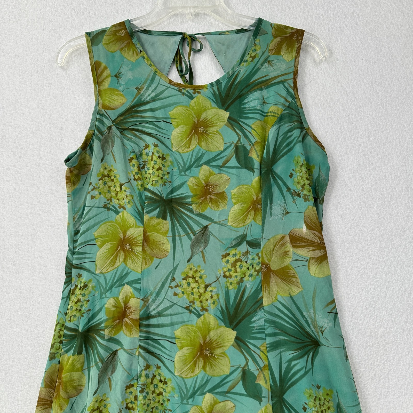 Vintage Y2K A Wild Thyme Womens Midi Dress Size 14 Green Floral Y2K Sleeveless