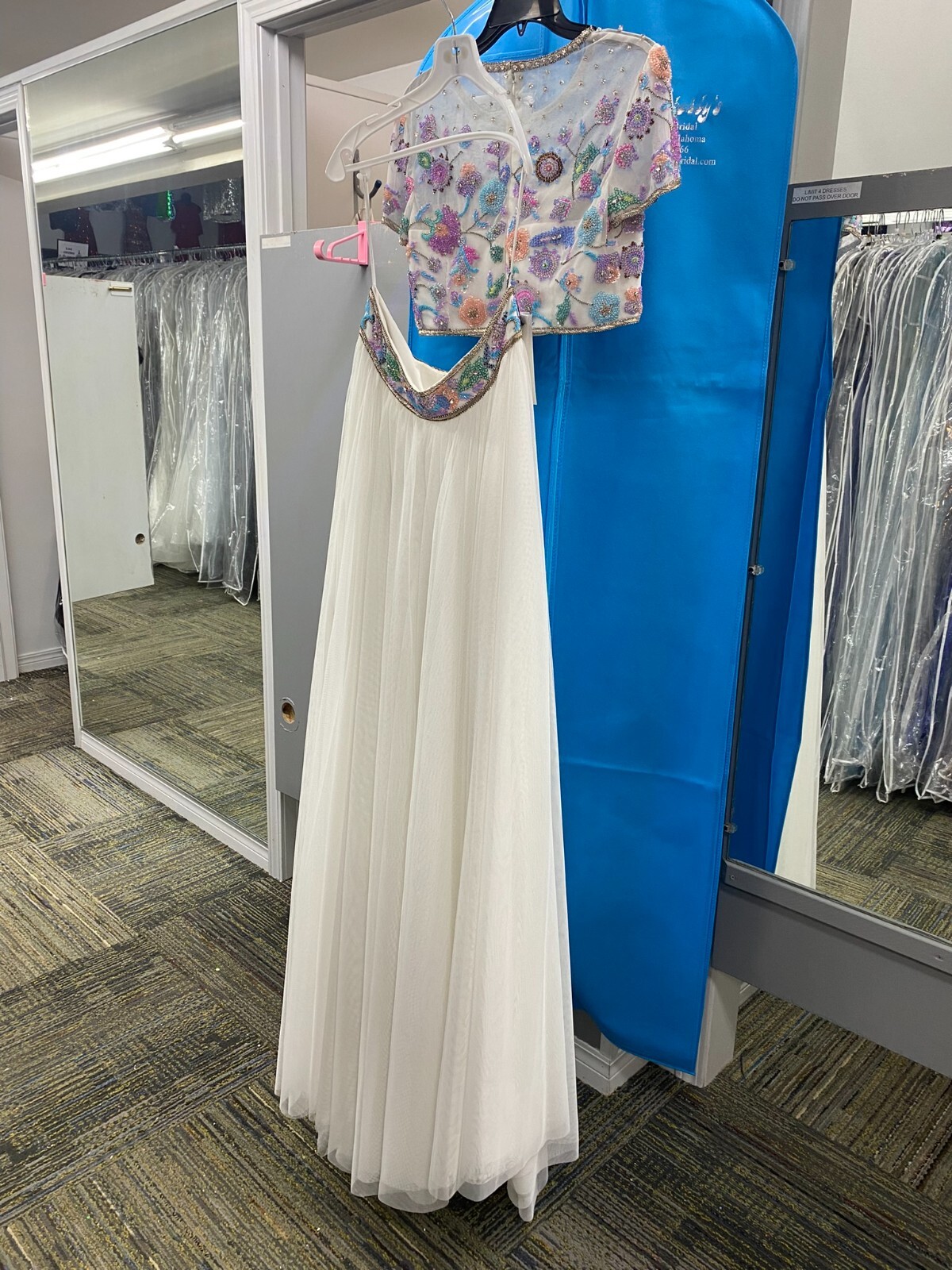 AUTHENTIC SHERRI HILL 2PC WHITE/MULTI SZ 10 GOWN FORMAL PROM PAGEANT DRESS #5115