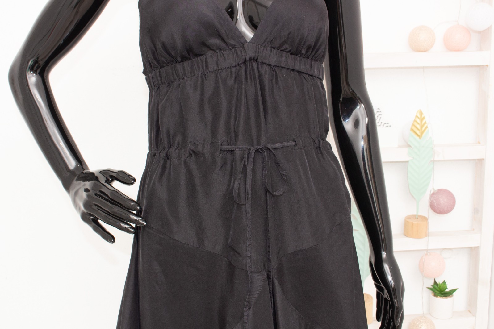 Filippa K Silk Dress Black Asymmetric Draped Sleeveless Fit&Flare Dress M