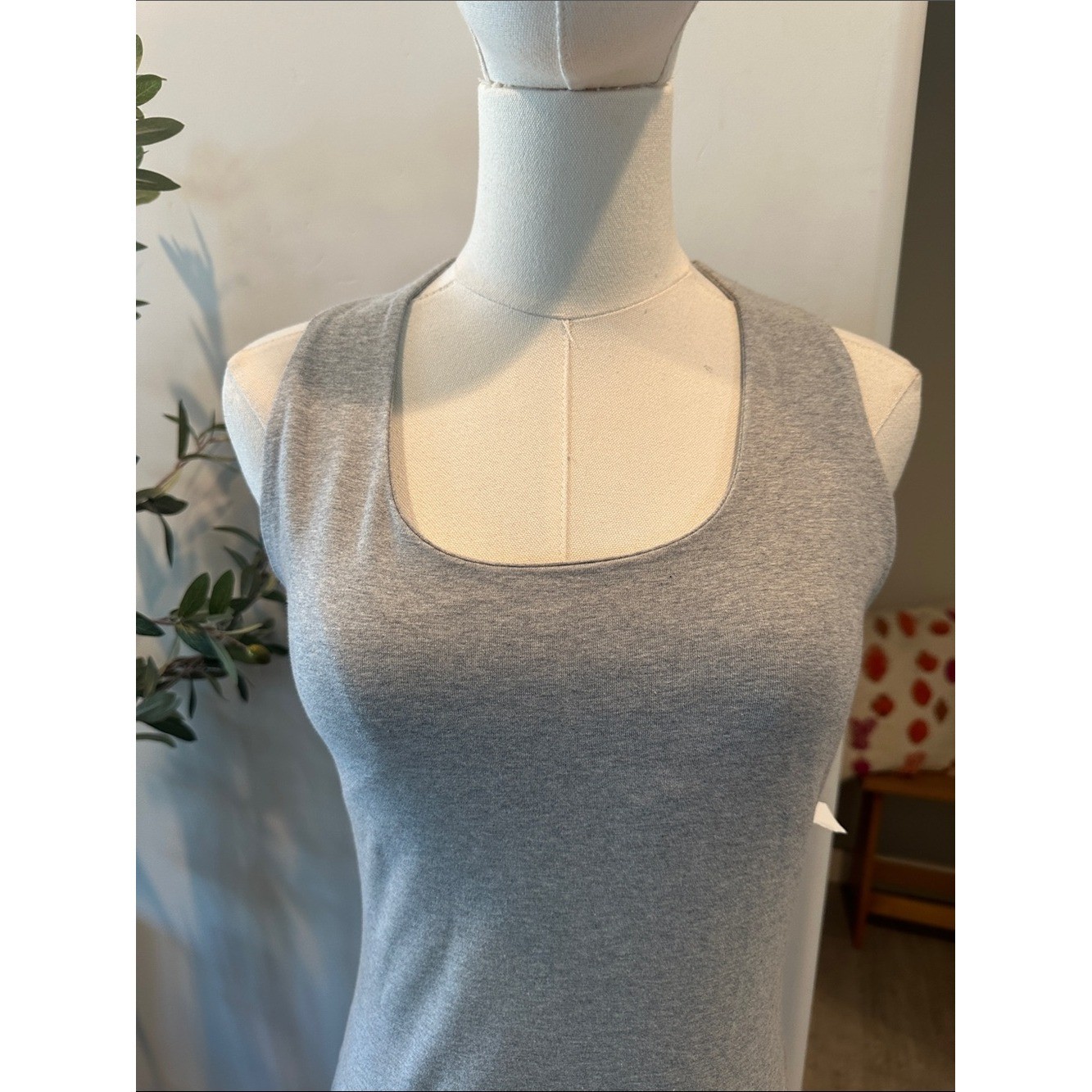 Reformation Bijou Grey Stretch Knit Racerback Midi Dress Minimalist Bodycon New!