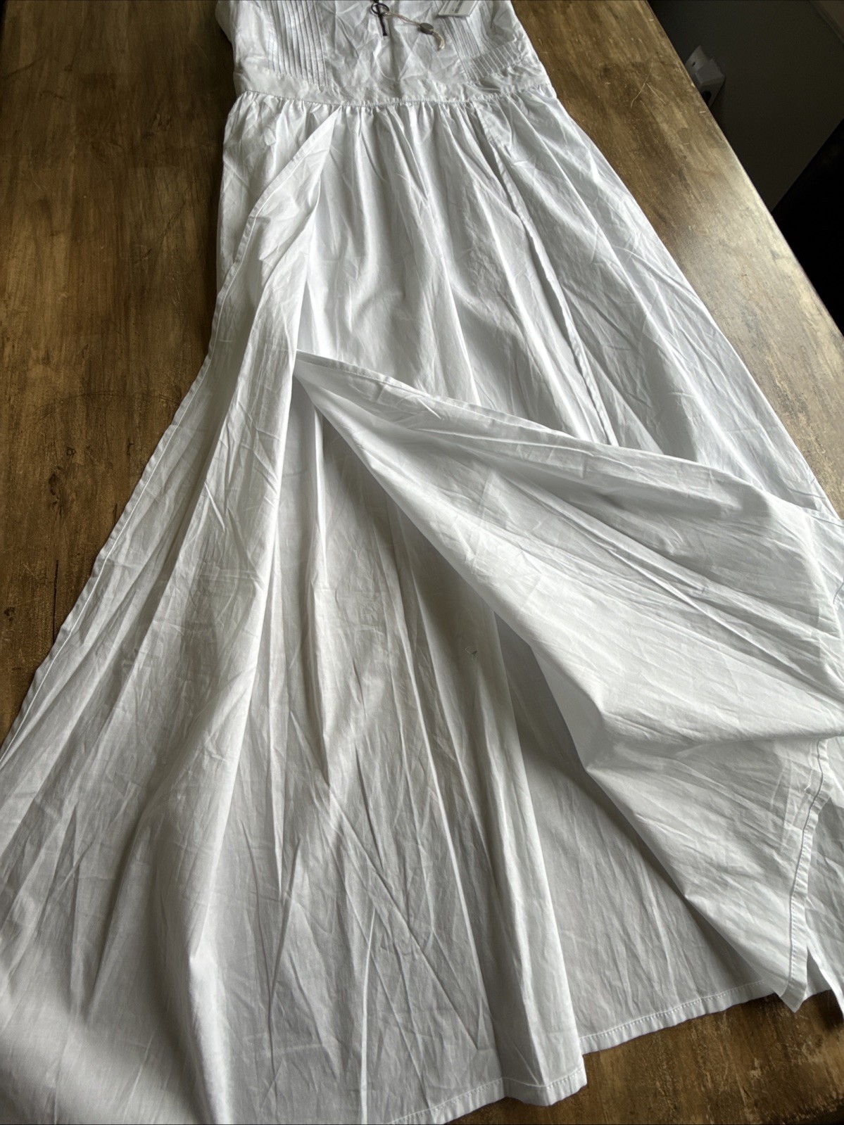 Alpha Studio White Cotton Poplin Maxi Dress Sleeveless Size 44 L NWT Italy