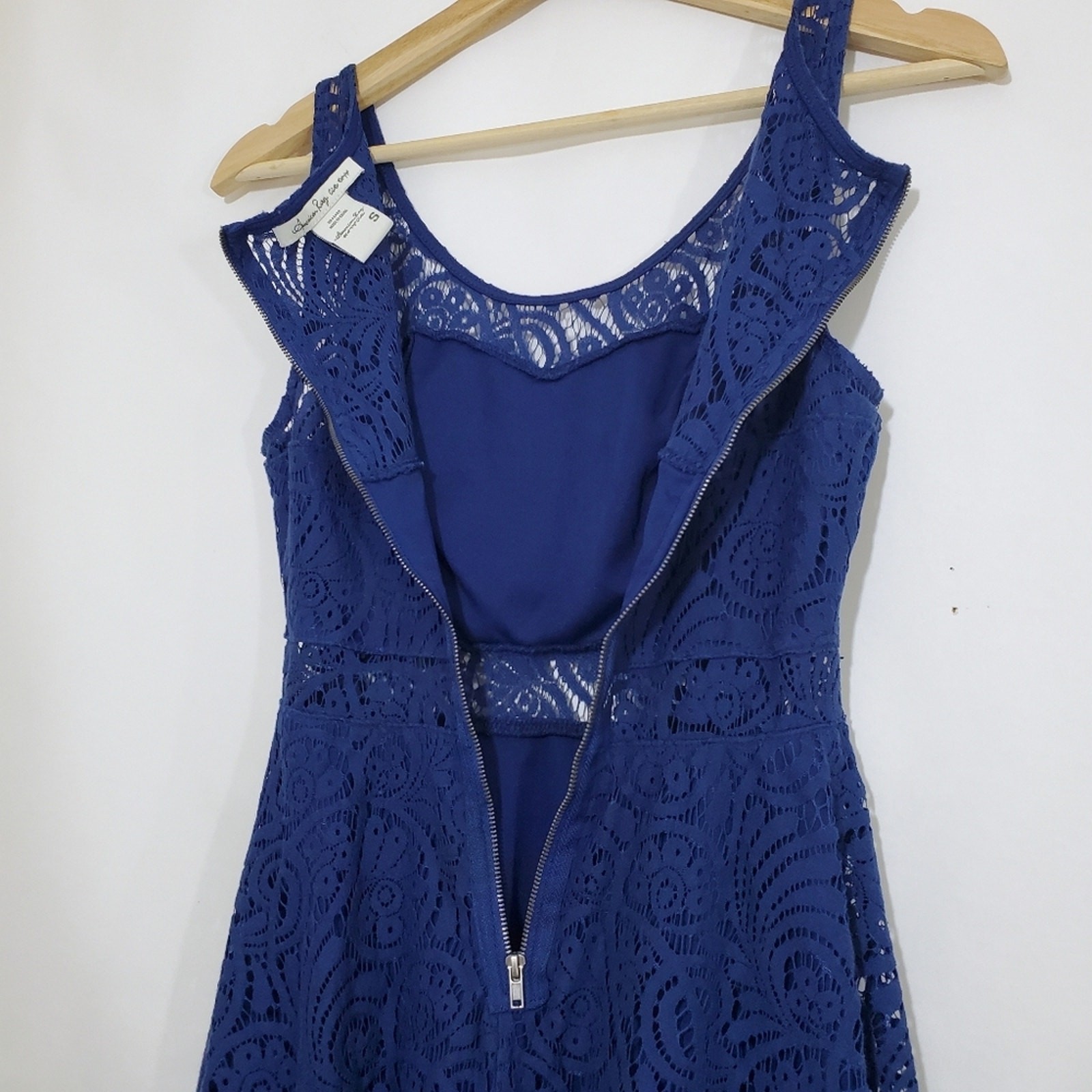 American Rag SMALL Lace Skater Dress with Midsection Cutout Lined Back Zipper