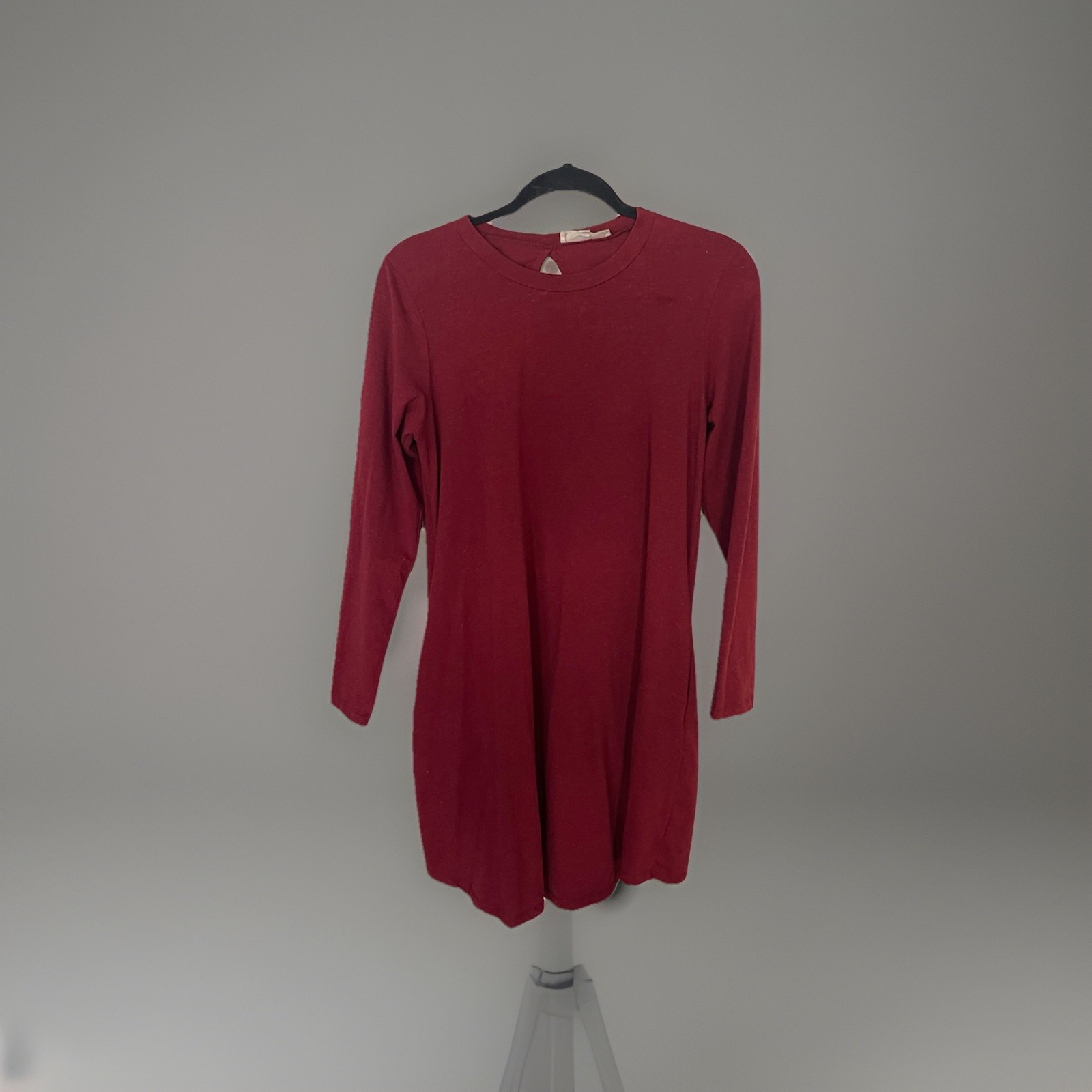 WVN for You Women’s Organic Cotton Long Sleeve Dress, Size M Deep Wine Color