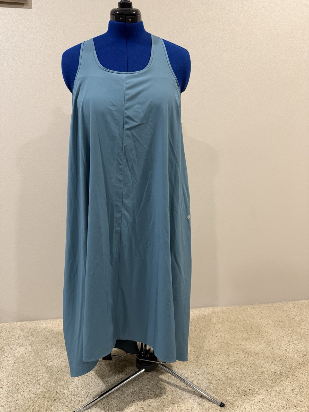 Halara Breezeful Racerback Dress Size L Blue High Low Midi Comfort Oversized
