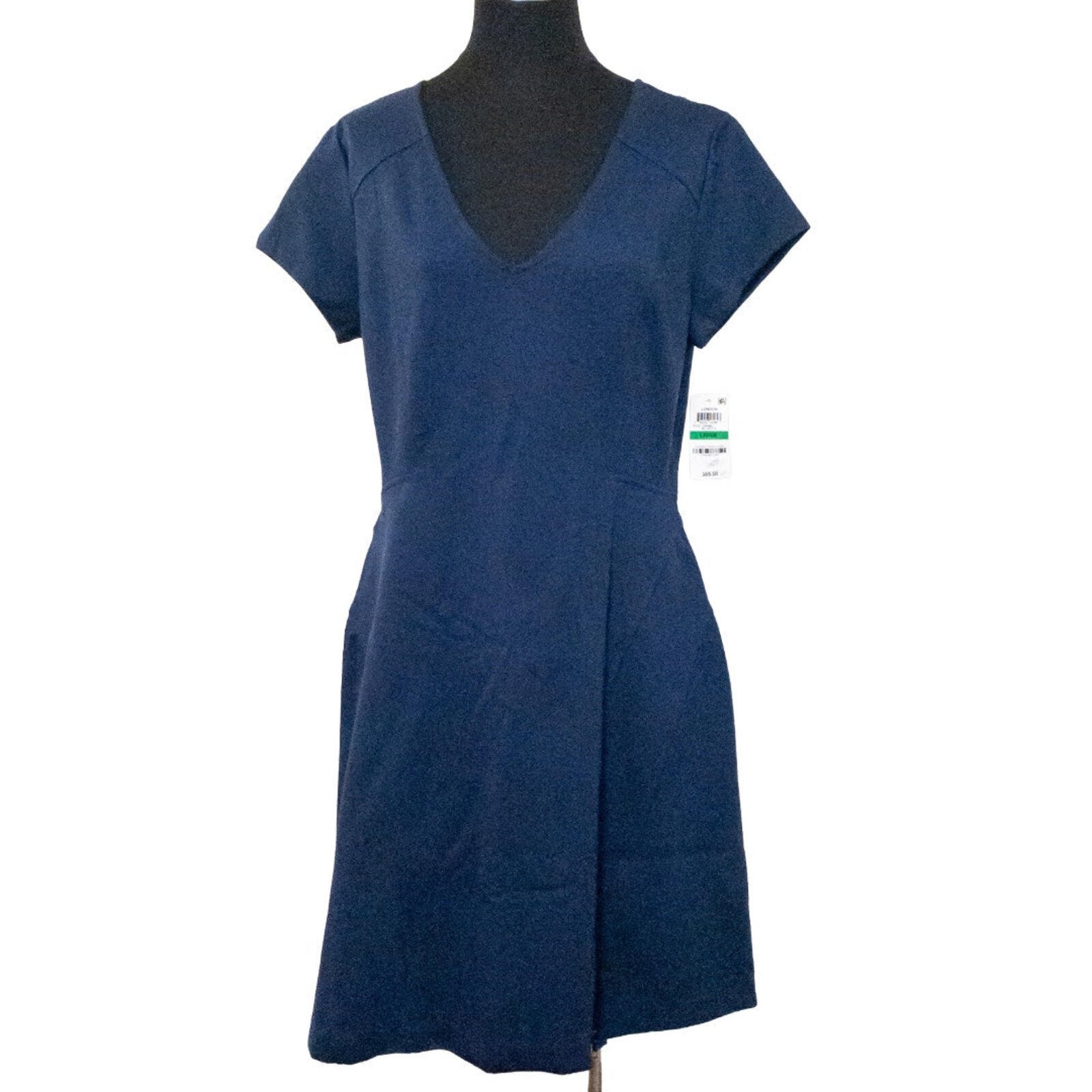 Maison Jules Blu Notte Blue Pleated Mini Dress Womens Large