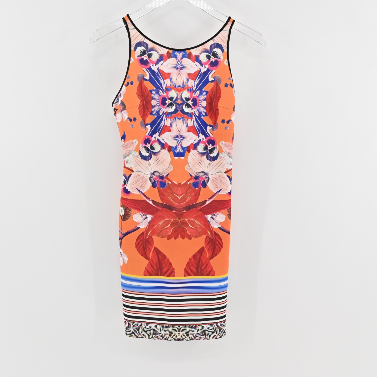 Clover Canyon Prism Orchid Neoprenen Scuba Dress Sz S Bodycon Sleeveless Stretch