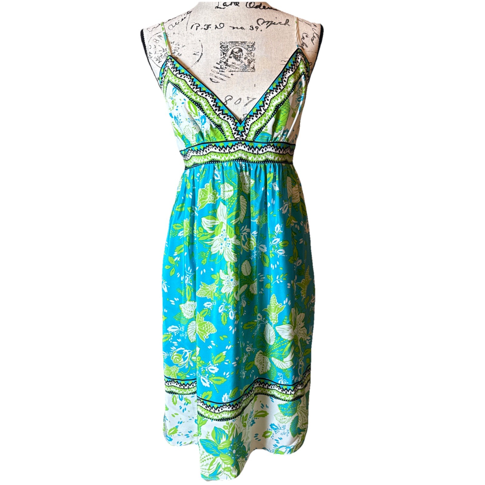 Donna Morgan Silk Babydoll Dress Sz 12 Resort Wear Beach Coastal Vacation EUC