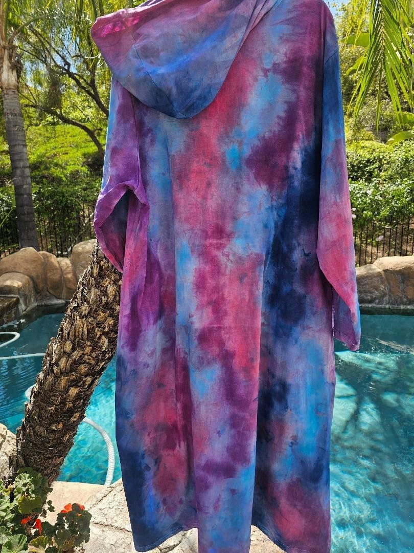 Maya Antonia Unisex Hand Tie-Dye Galaxy Cotton Maxi Dress/Kaftan/Hoodie/Pocket