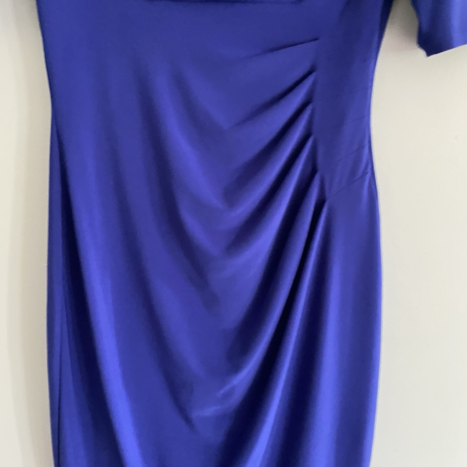Lauren Ralph Lauren Womens 8 Cobalt Blue Draped Dress Slinky Stretch