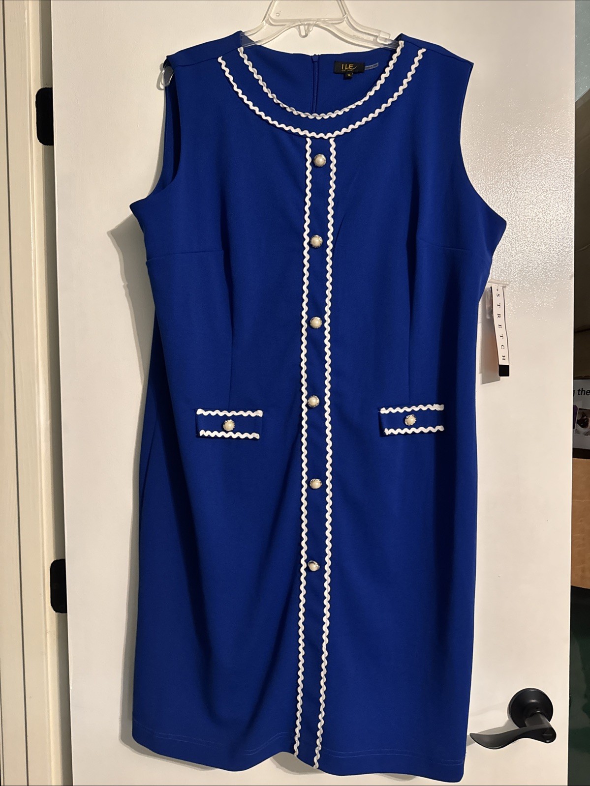 NWT$80 I LE New York Dress Women’s 16 Sheath Artsy Colorful Geometric Statement