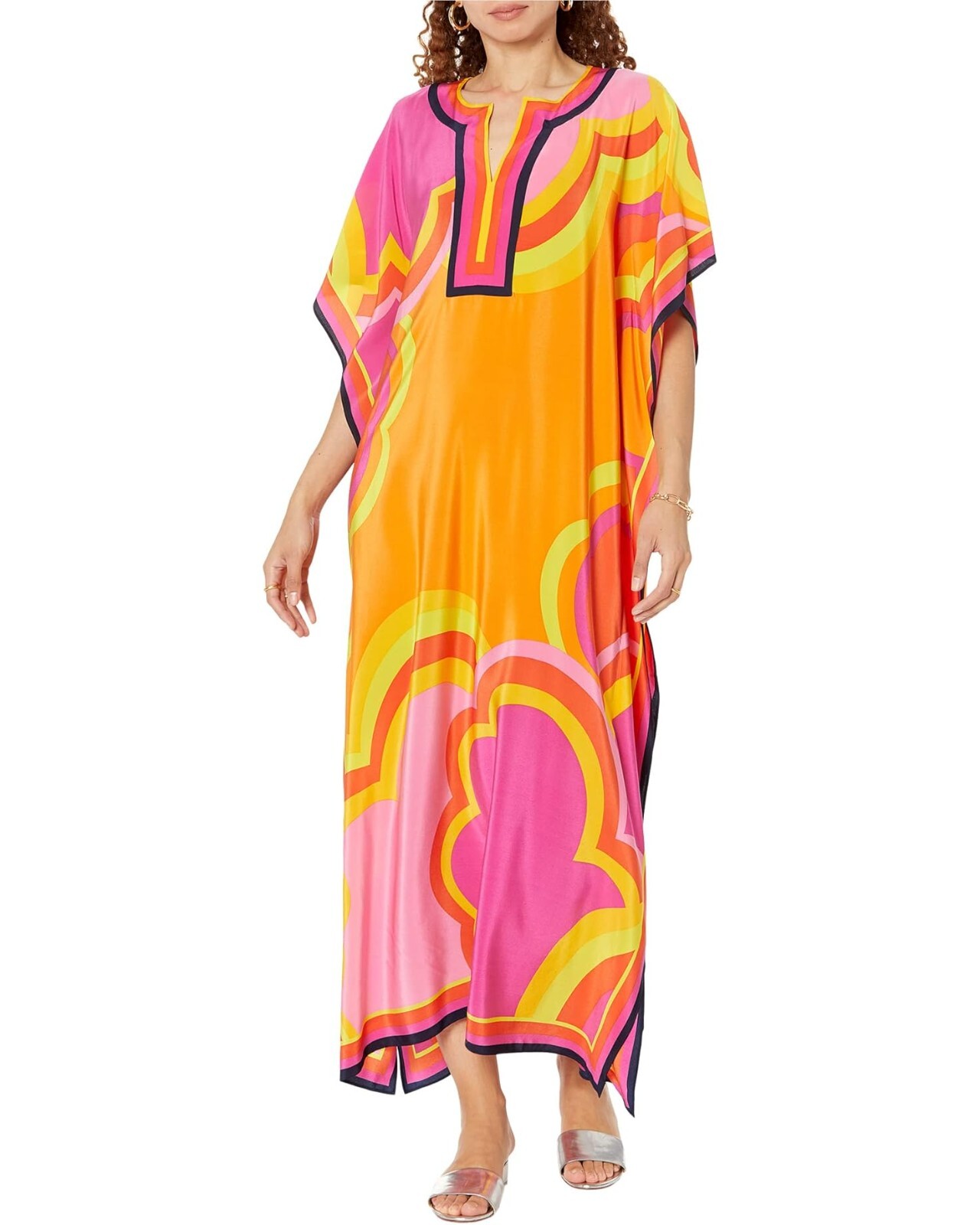 Trina Turk L16131 Womens Multi Theodora Caftan Maxi Dress Size XS/S