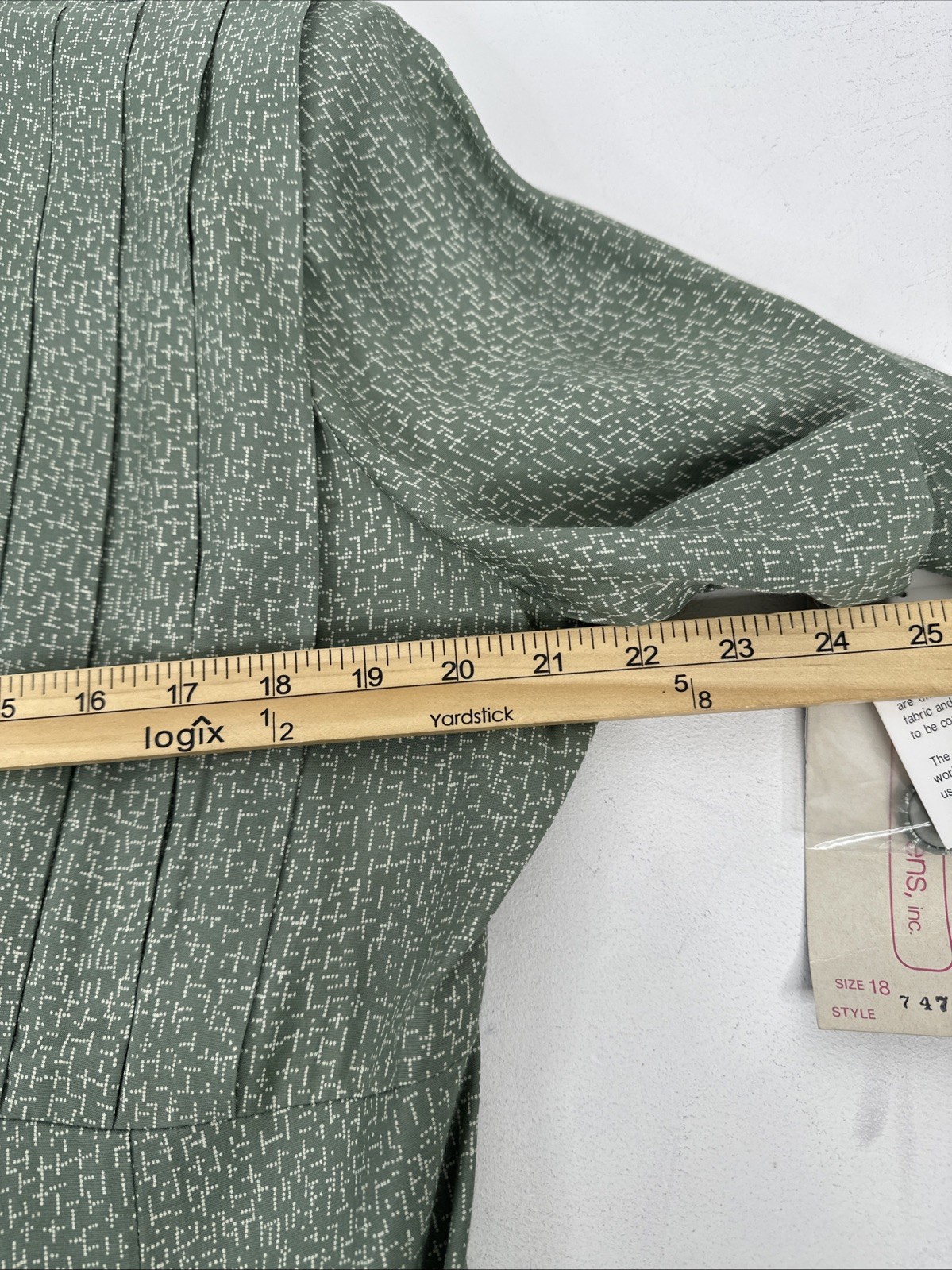 VTG Karin Stevens Printed Button Front Midi Dress Womens Size 18 Green NEW DS
