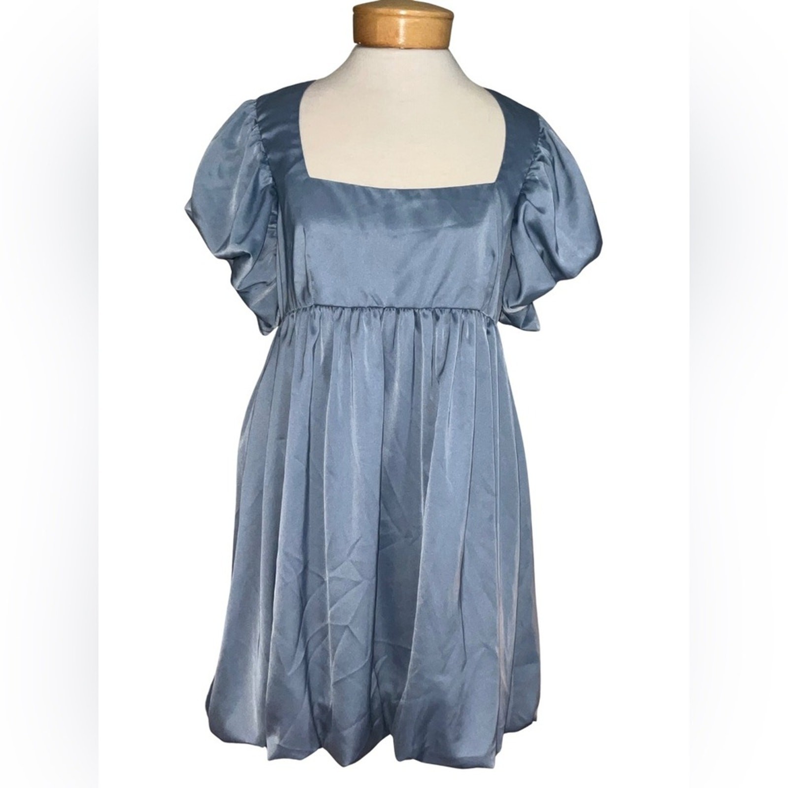 Le Lis Powder Blue Puff Sleeve Babydoll Mini Dress L NWOT Coquette Bridgerton