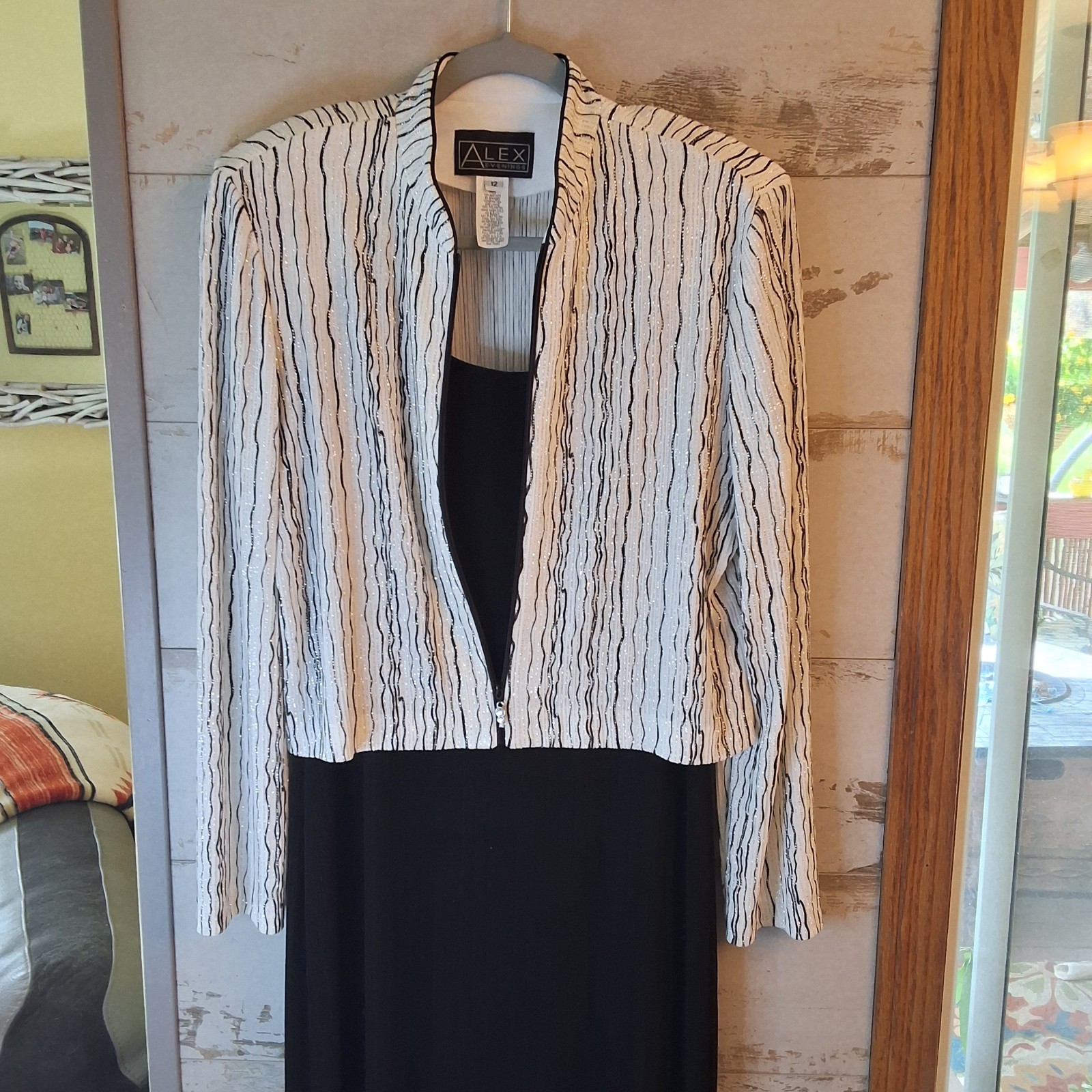 Alex Elegant Black Dress With Sparkly/ Bling Jacket Women’s Sz 12