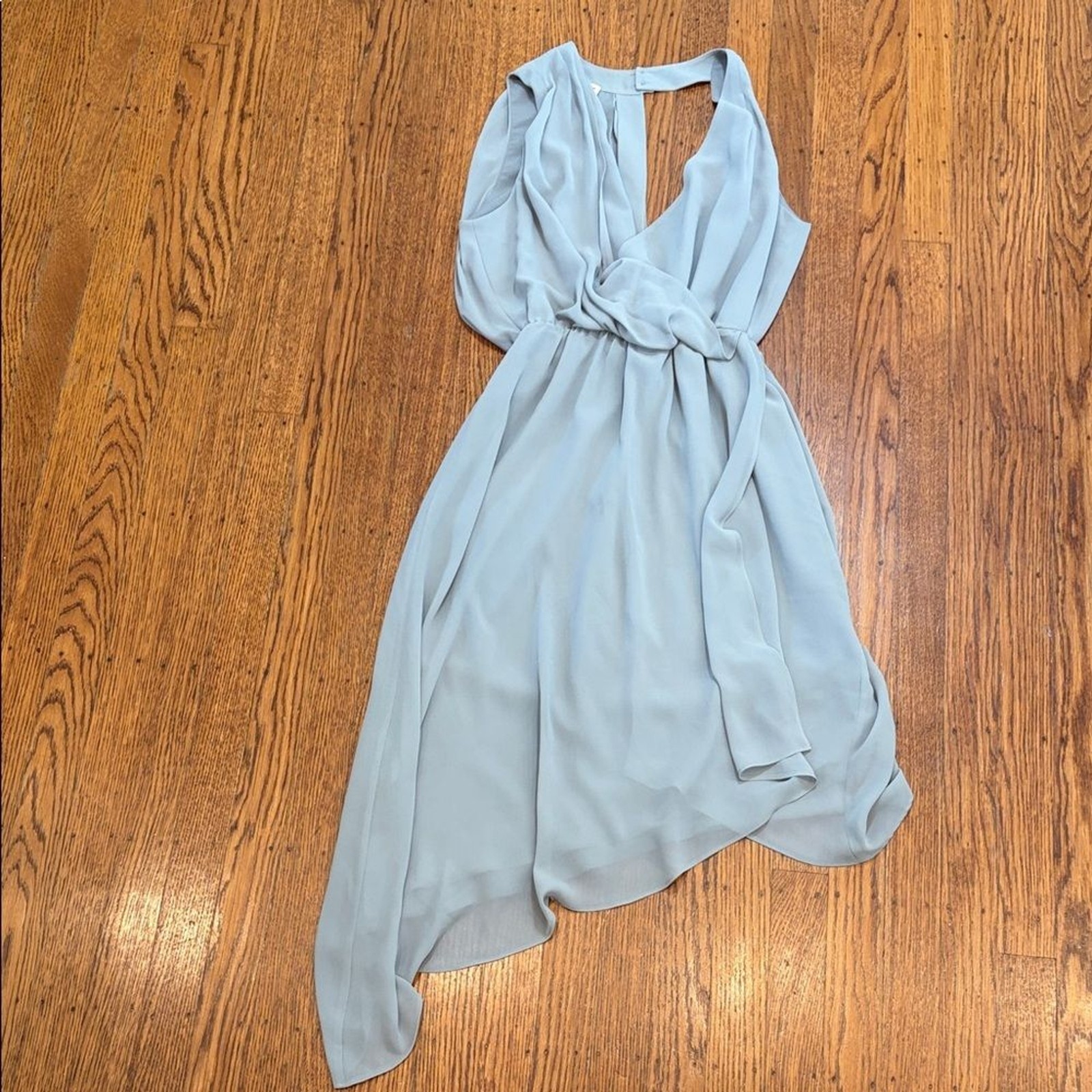 Haute Hippie grey chiffon asymmetric wrap-effect XS – Fairy Boho Designer Midi