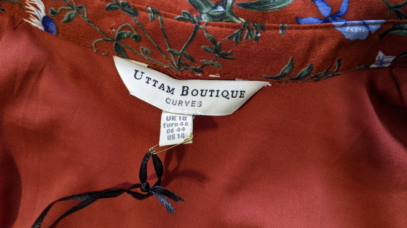 NWT Uttam Boutique CURVES Womens Button Front Floral Dress Sz 14 100% Polyester