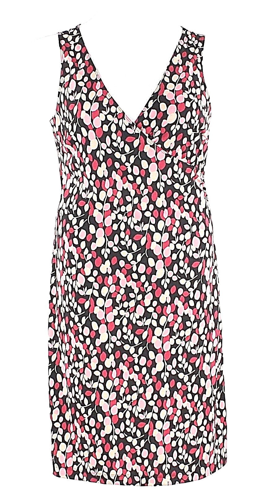 MIX IT Sz M Black Pink Beige Multi Polyester Faux Wrap Dress
