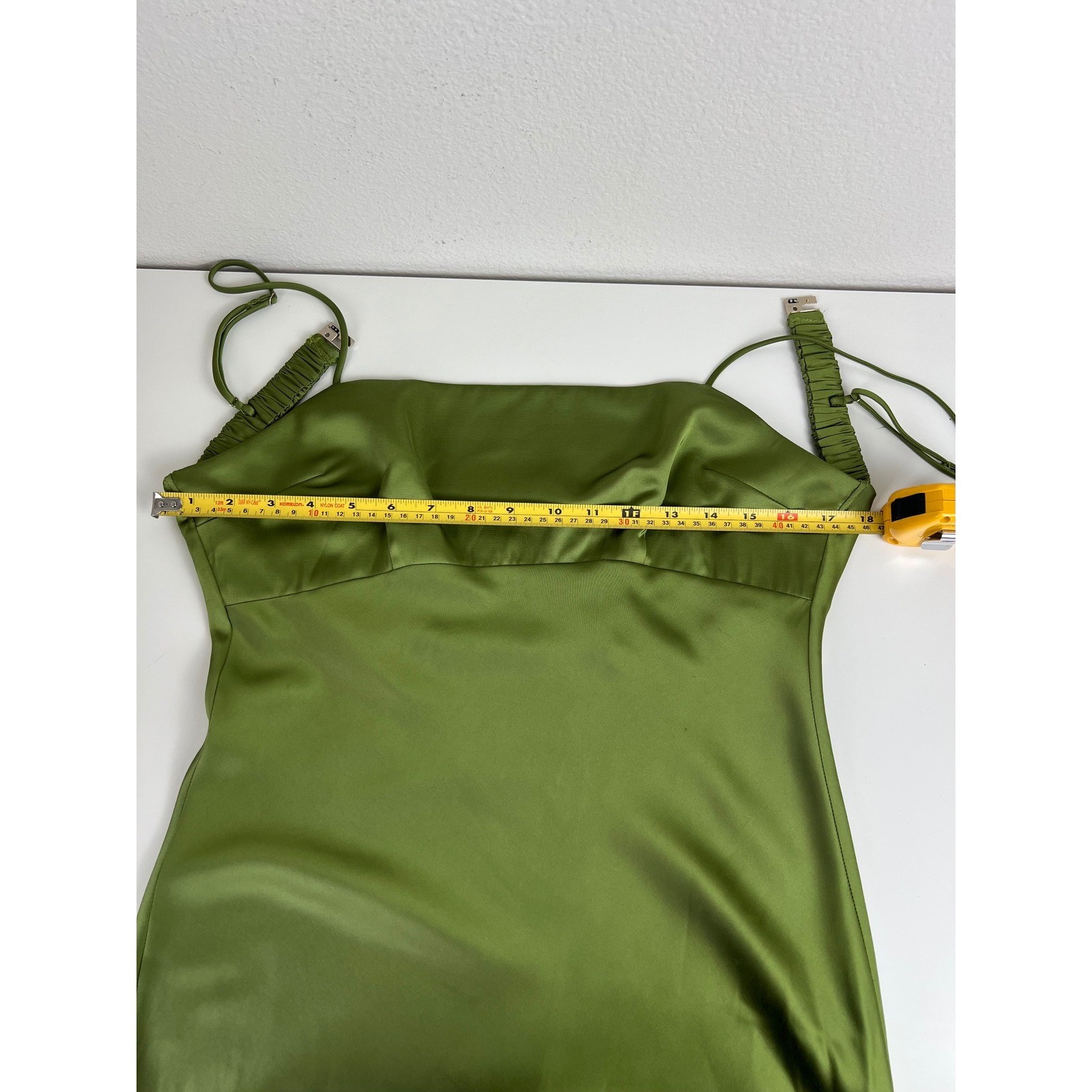 Abercrombie & Fitch Satin Slip Maxi Dress S Olive Open Cowl Back Wedding Guest