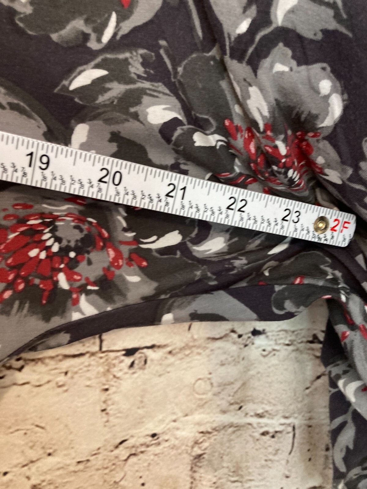 Garnet Hill Dress Womens Small Gray Floral A Line Midi Stretch Kimono Sleeve