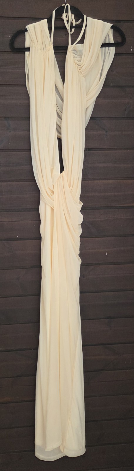 SHEIN BAE Deep V-Neck Draped Mesh Maxi Dress
