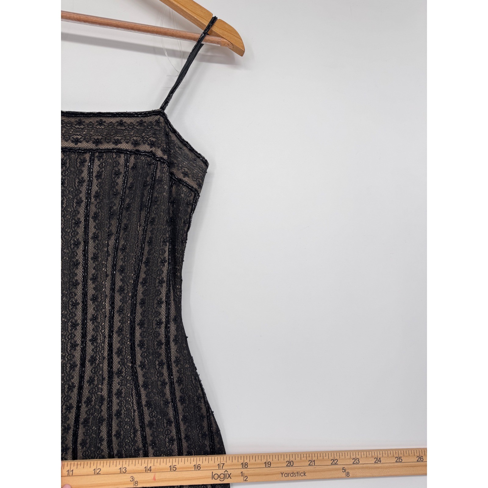 Carmen Marc Valvo Beaded Column Maxi Dress Womens 4 Vintage 90s Glam Formal