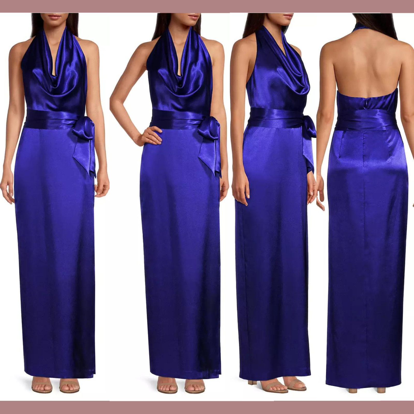 NWD Aidan by Aidan Mattox [ 6 ] Satin Cowl Neck Gown in Royal Sapphire #G1212