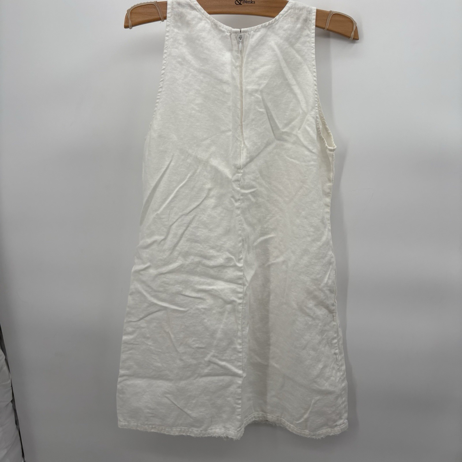 Garnet Hill 8 White Linen Mini Dress Slee Sheath Minimal Cottagecore Coastal 18D