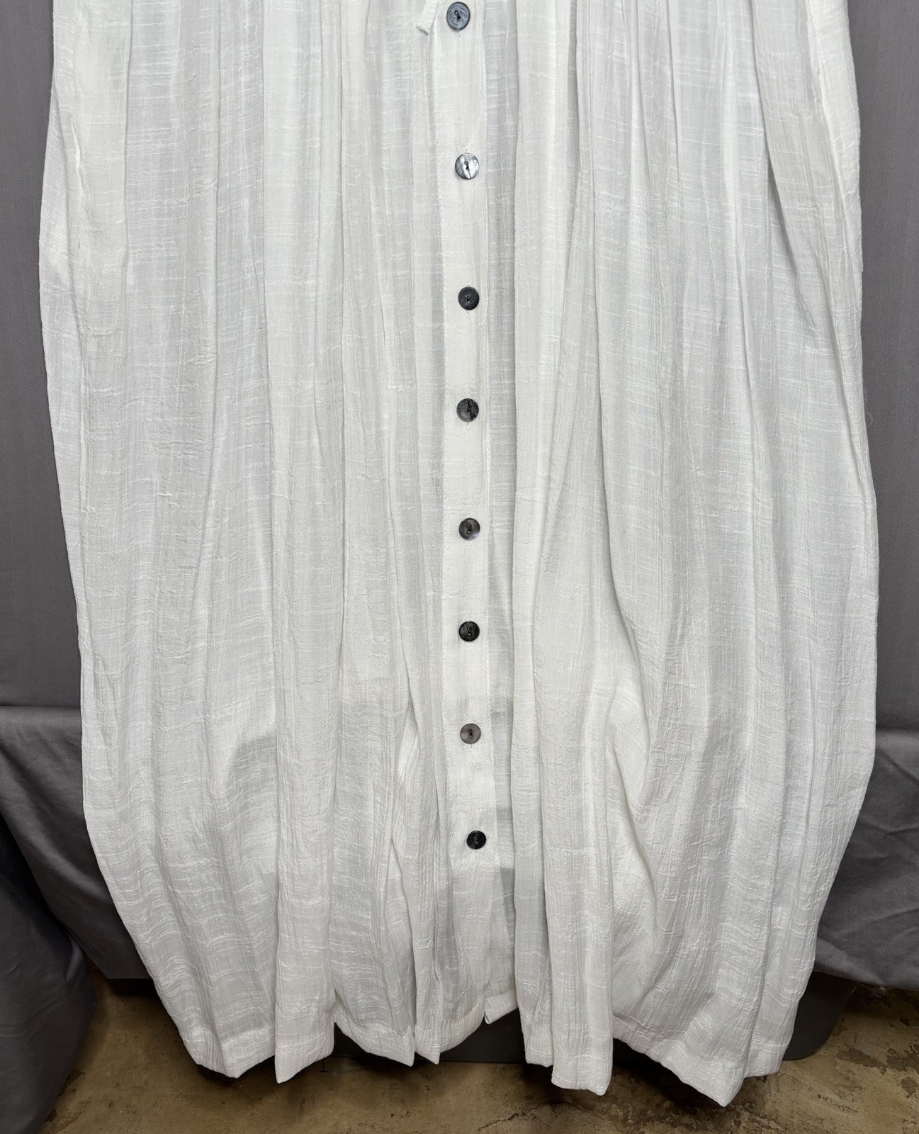 White Gauze Maxi Dress Cover Up OS Boho Coastal Beach Resort Flowy Cottagecore