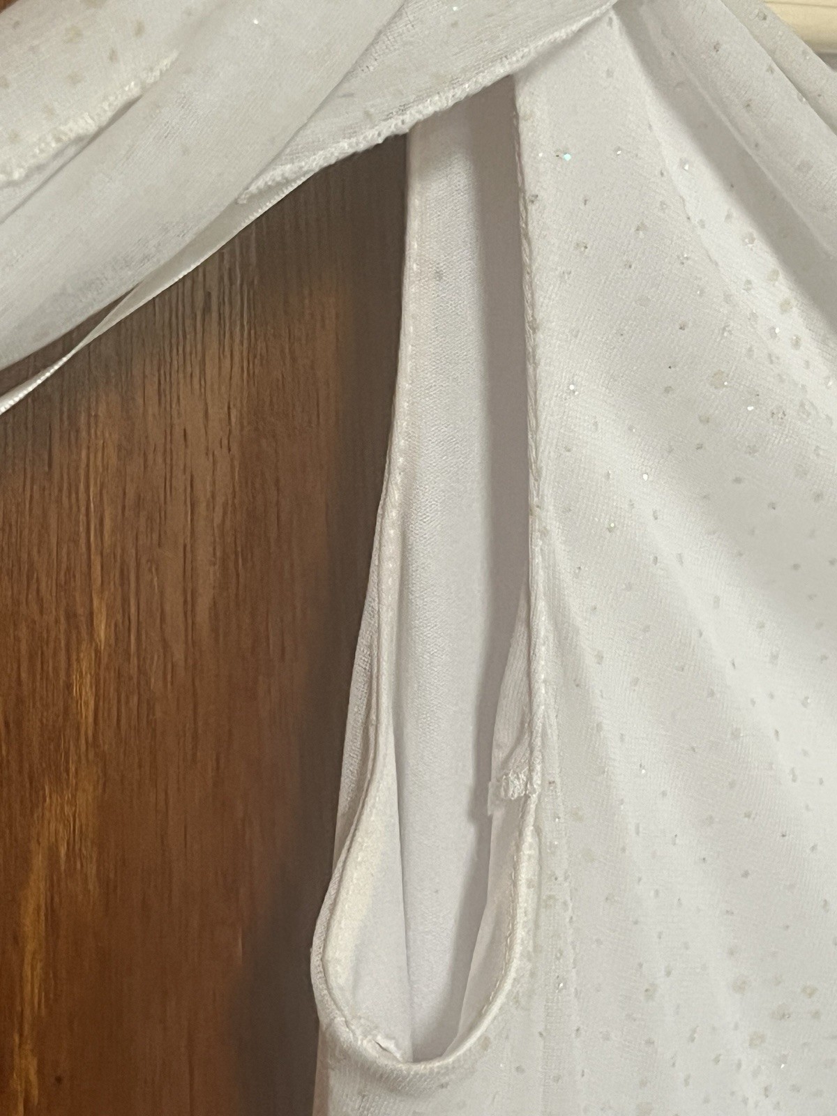 Vintage Full Length White Dress Sleeveless With Ties Lined Sparkles Size 8 NWTAG