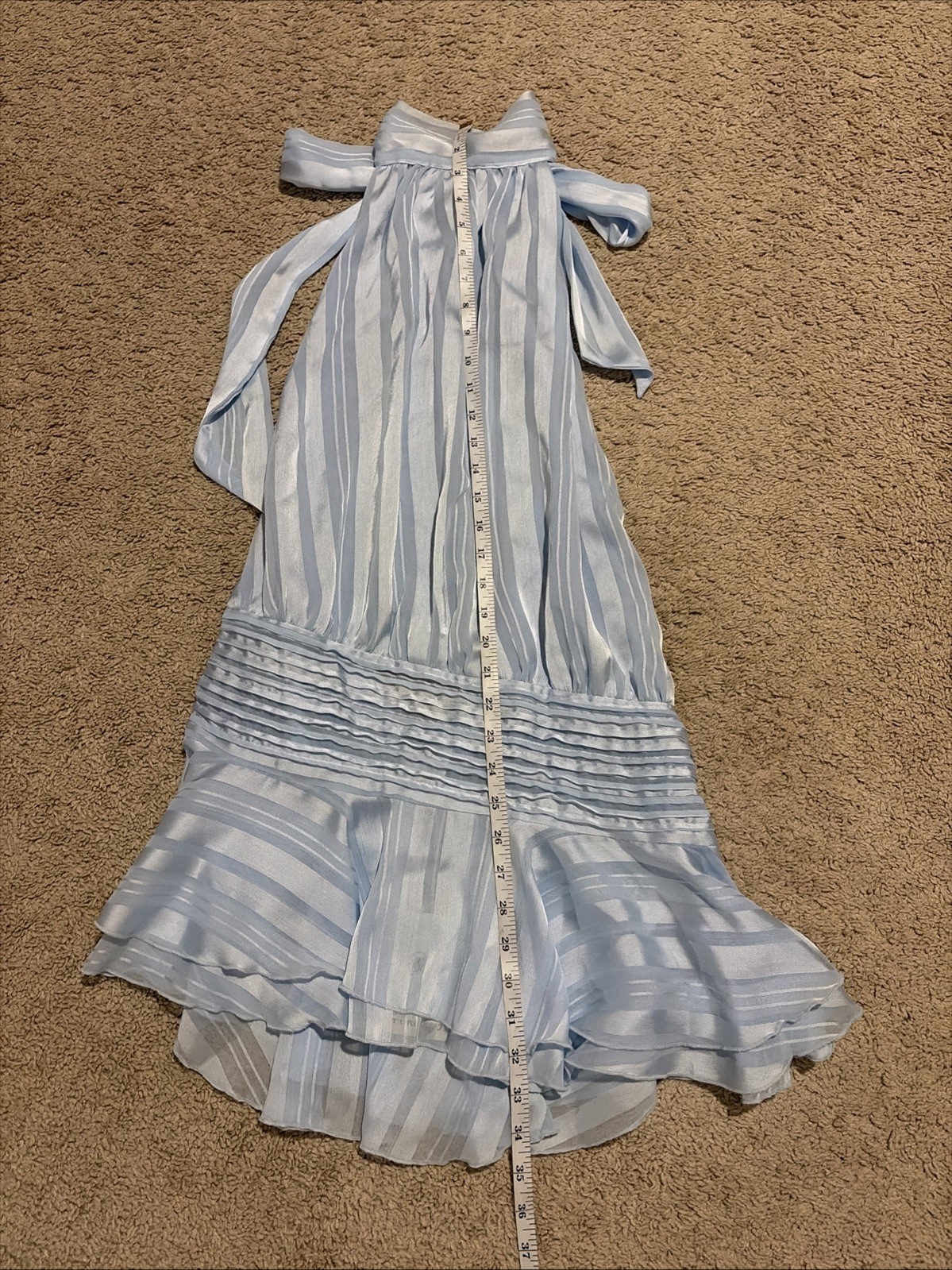 NWT Peppermayo Light Blue Willow Chiffon Mini Dress Size 6 Halter Neck Tie