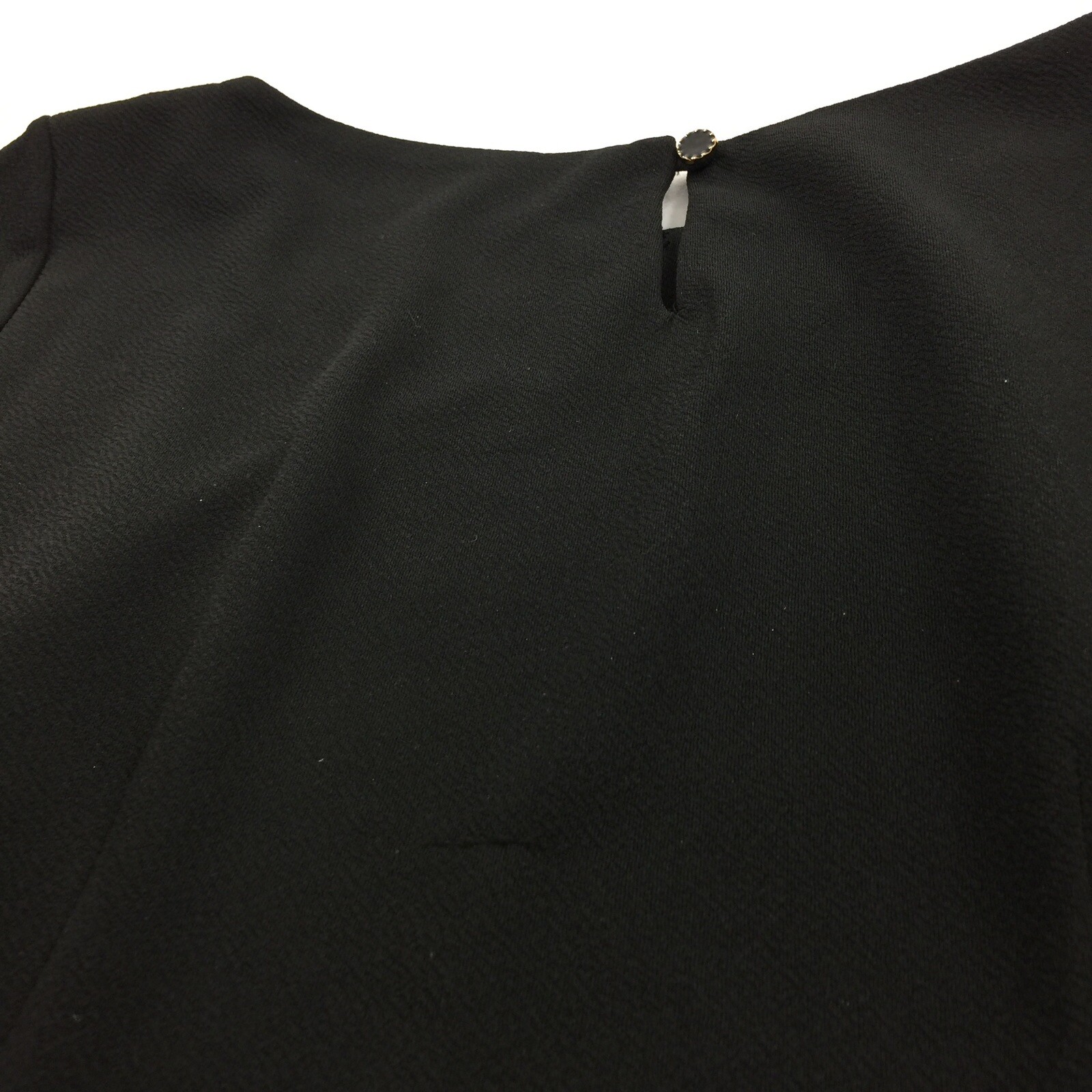 NWT Britt Ryan 3/4 Sleeve Fringe Botton Cocktail Dress Small Solid Black LBD S
