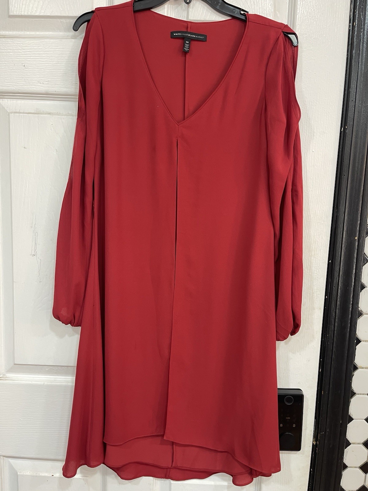 White House Black Market 00 Red Cutout Sleeves High Low Boho Split-Front Dress