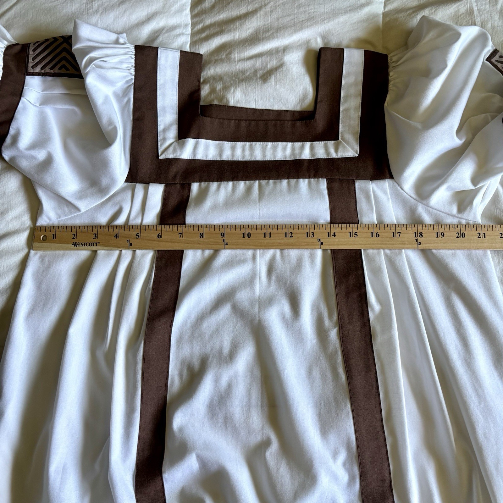 Unique Patchwork Boho Prairie Folk Western Dress Neutral Earthy Peasant Large
