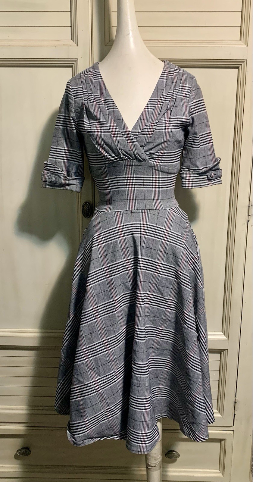 Unique Vintage Plaid Swing Dress XS