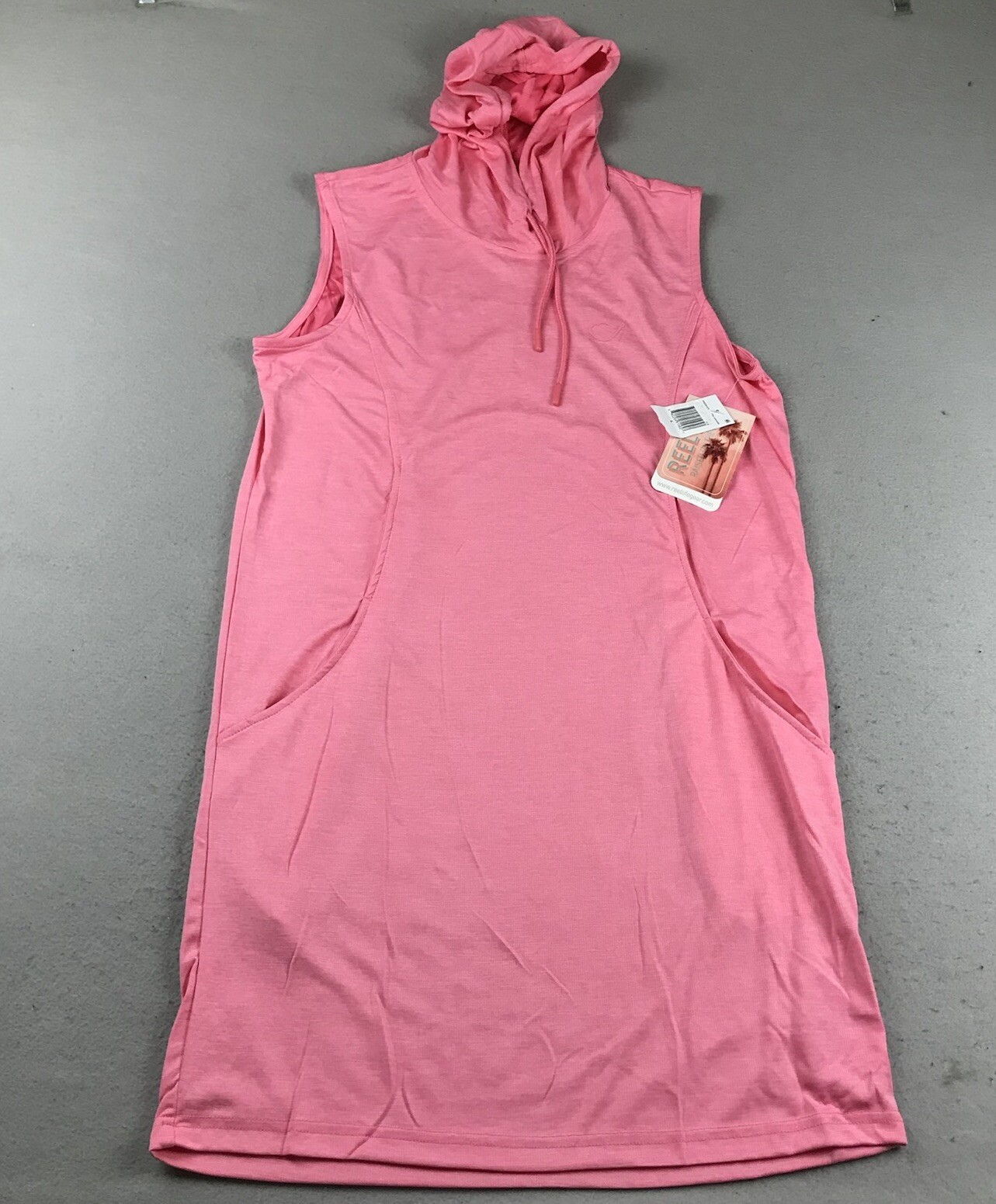 Reel Life Dress Womens Large Pink Sleeveless Hooded Pockets Lightweight Top NWT