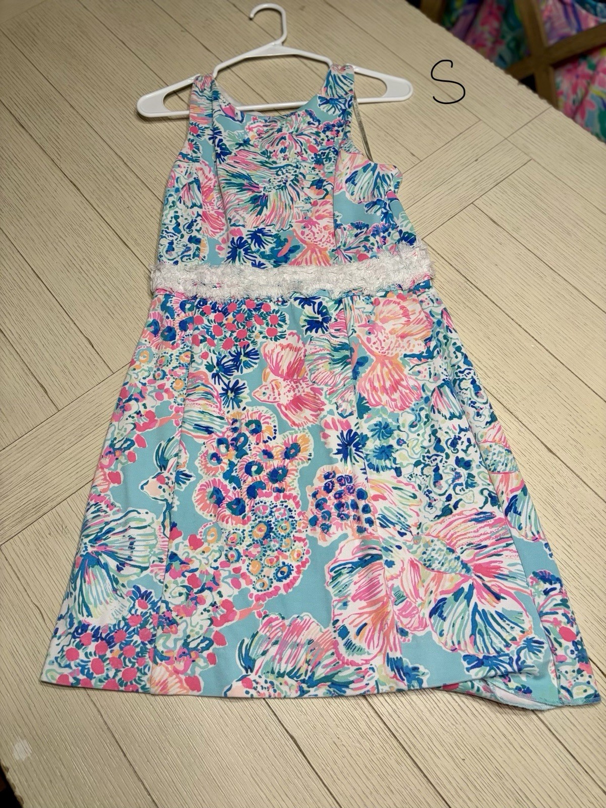 Lilly Pulitzer Arden Shift Dress Serene Blue Gypsea Blue Pink White Fish Small