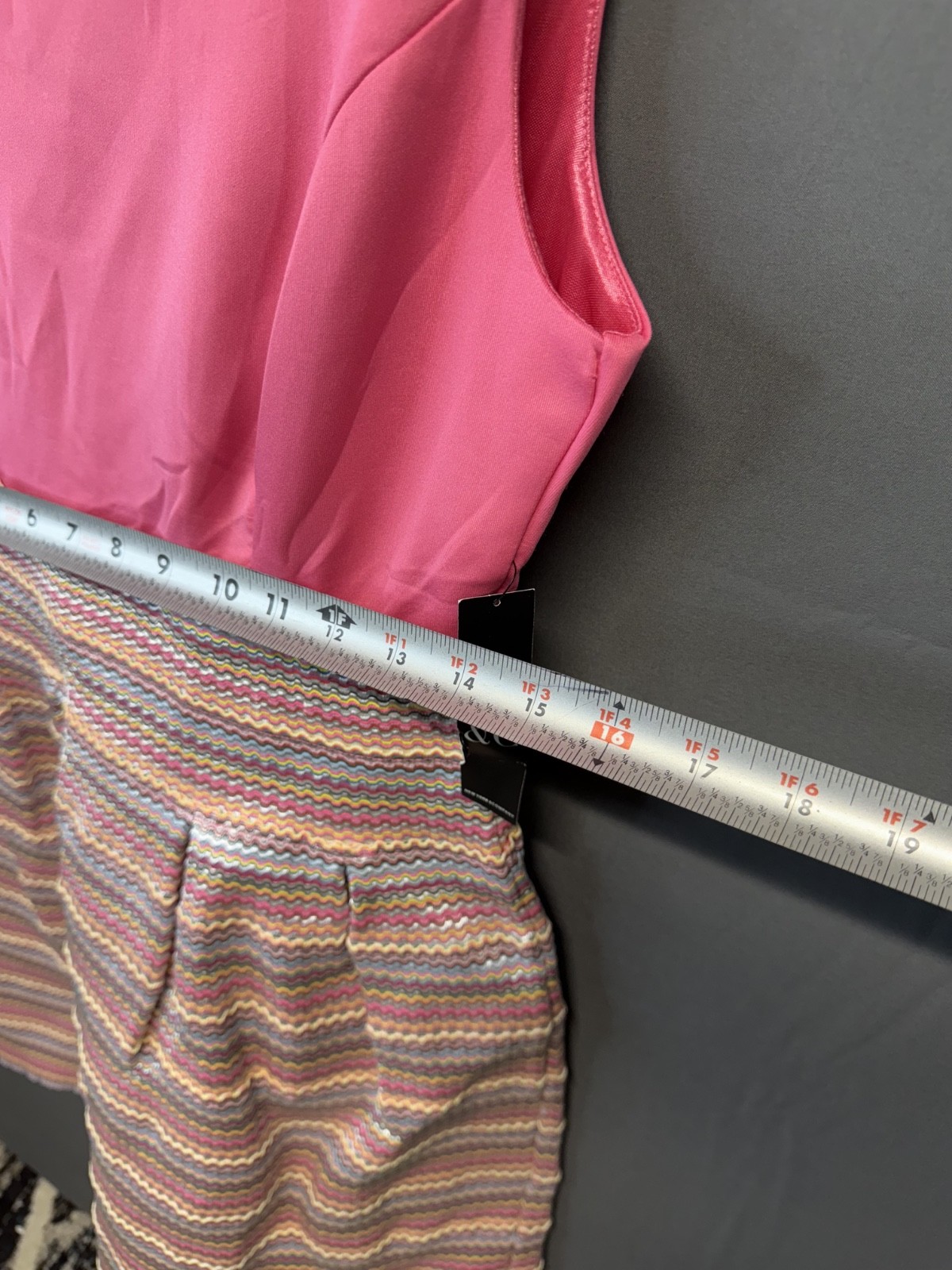 NWT New York & Company Pink & Multicolor Textured Zig Zag Mini Fit & Flare Dress