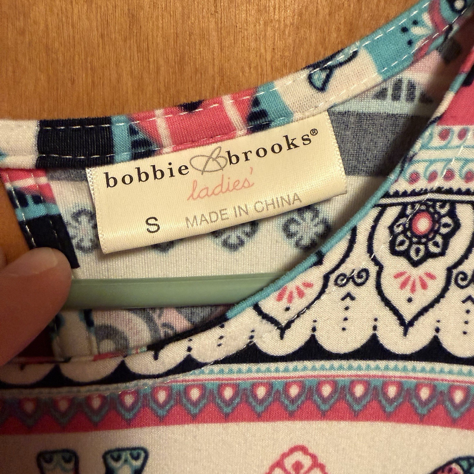 bobbie brooks Elephant Print Keyhole Round Neck Sleeveless A-Line Knee Dress S