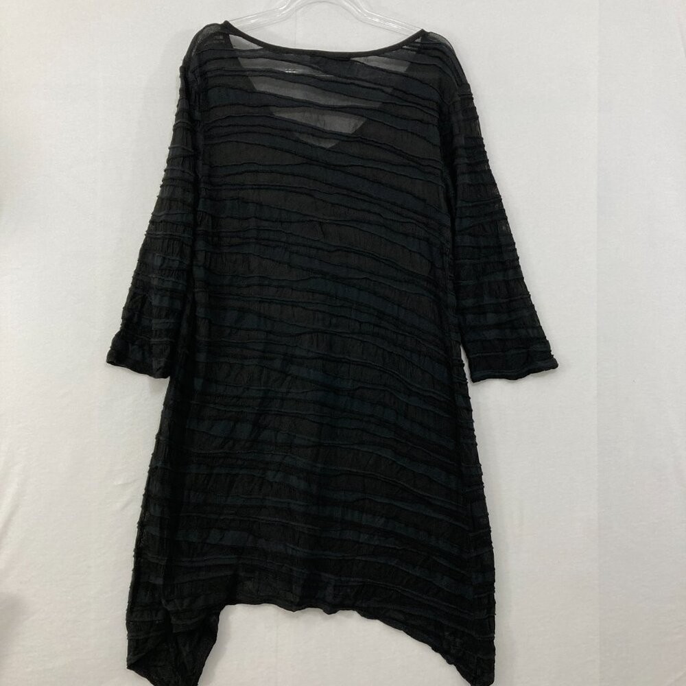 Cut Loose size Small Black Mesh Striped Artsy Abstract Lagenlook Dress/Tunic