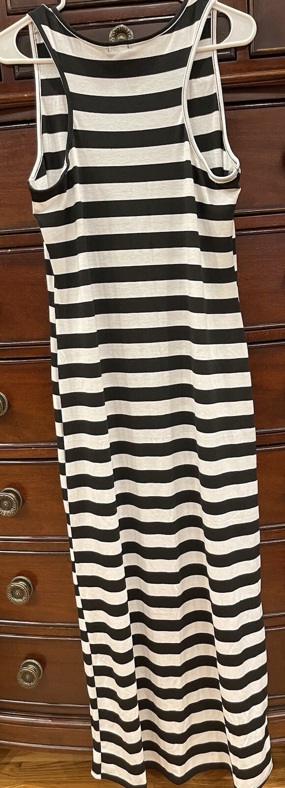 Womens Black & White Striped Maxi Dress Size XL Copper Key Sleeveless (A1)