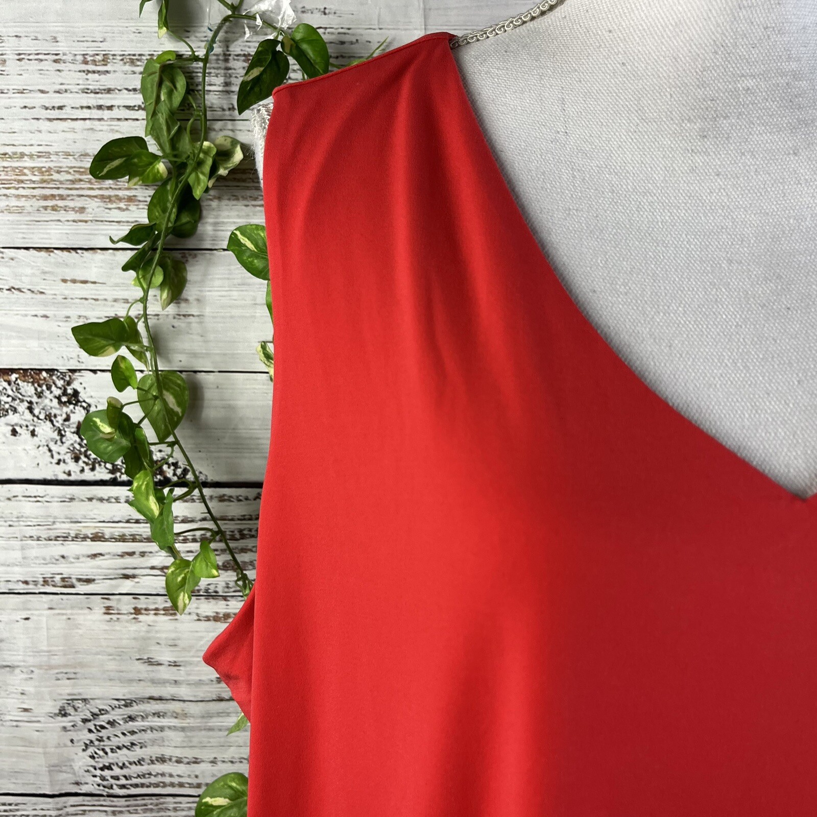 Susan Graver Dress sz Large Petite Fire Orange Lagenlook Layered Knee Stretch