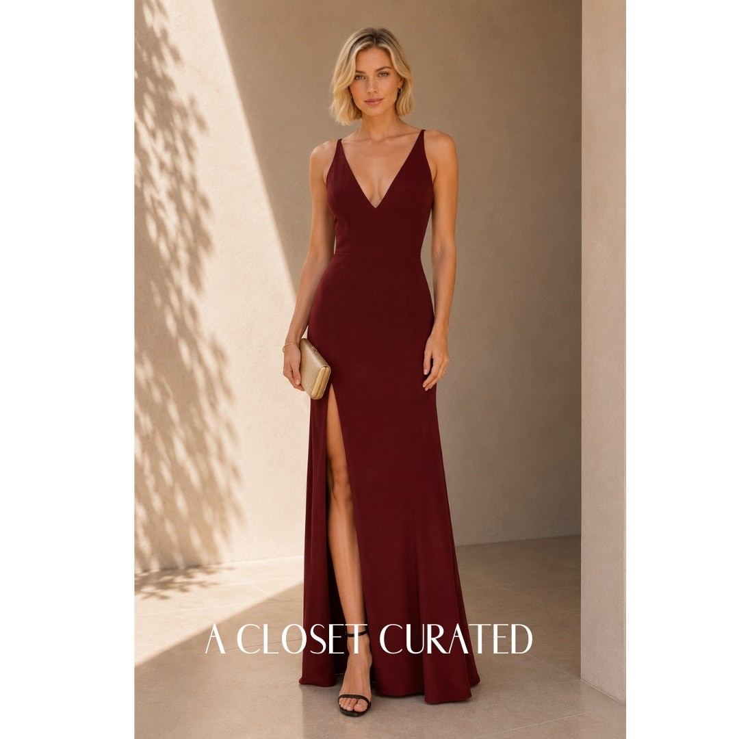Dress the Population Iris Crepe Maxi Gown Small NEW