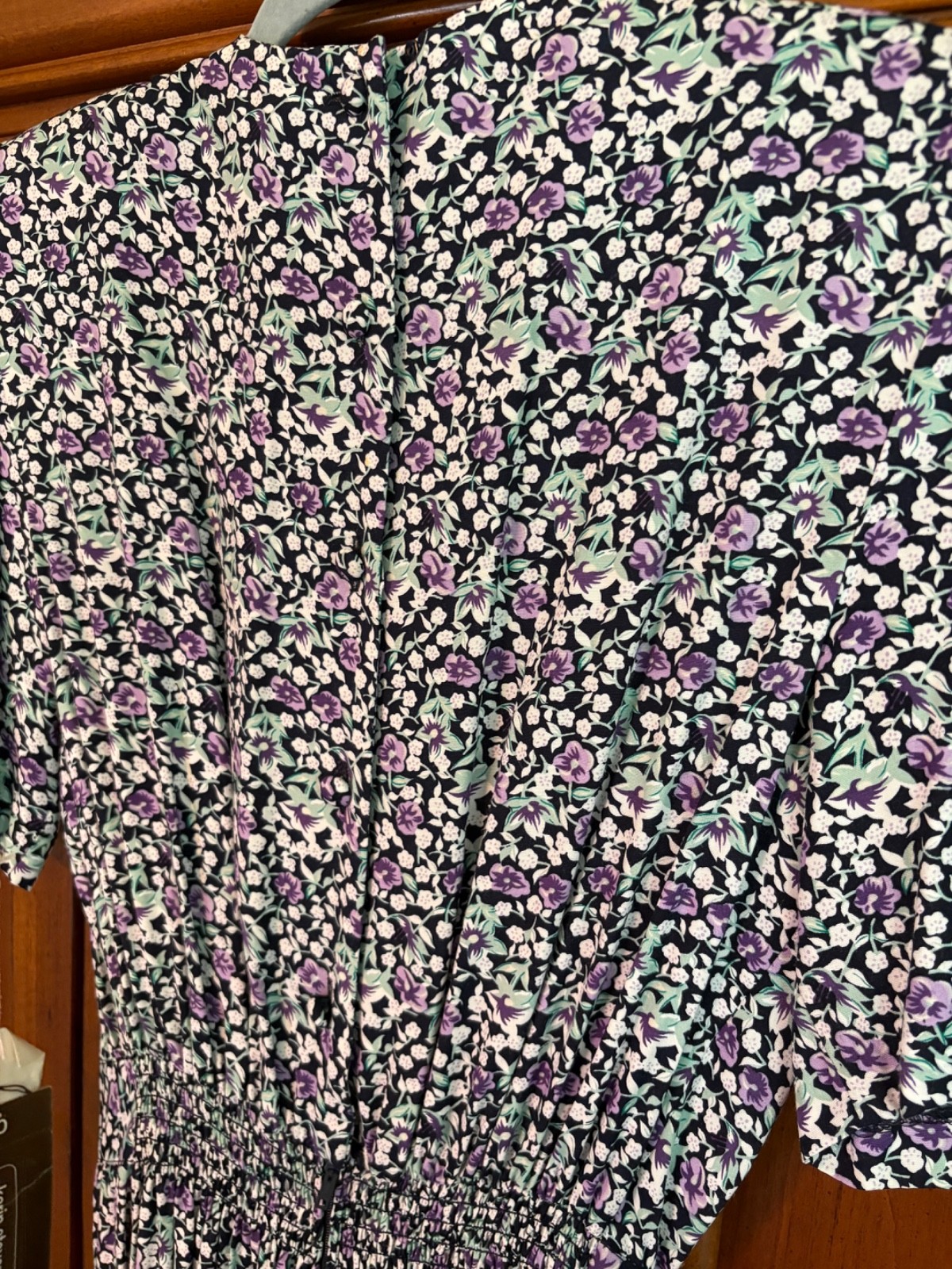 Vintage NWT Karin Stevens Women Rayon Floral Black Short Sleeve Dress Sz 10